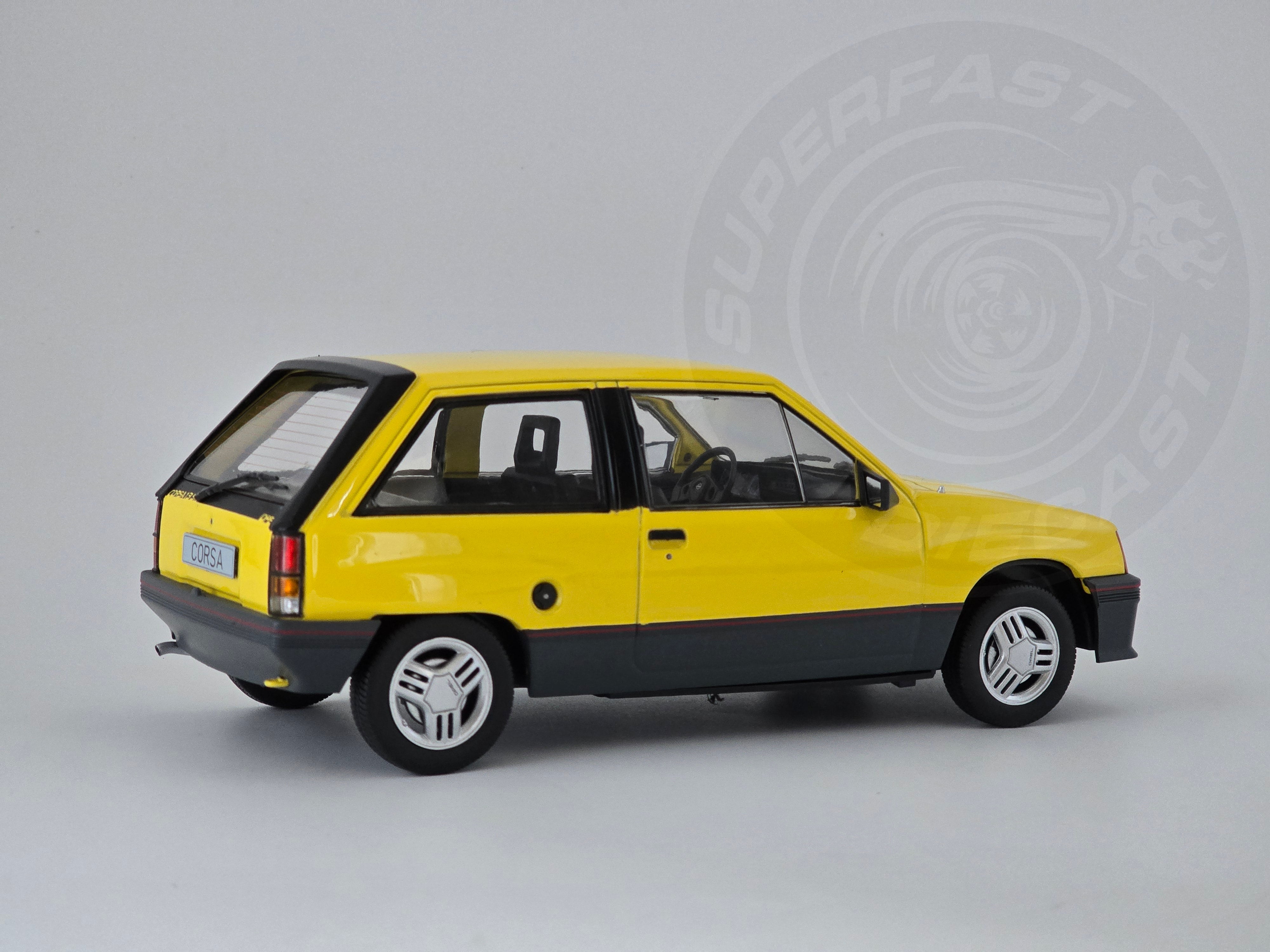 MCG 1:18 Scale Diecast - 1983 Opel Corsa A SR (Vauxhall Nova), Yellow - MCG18431
