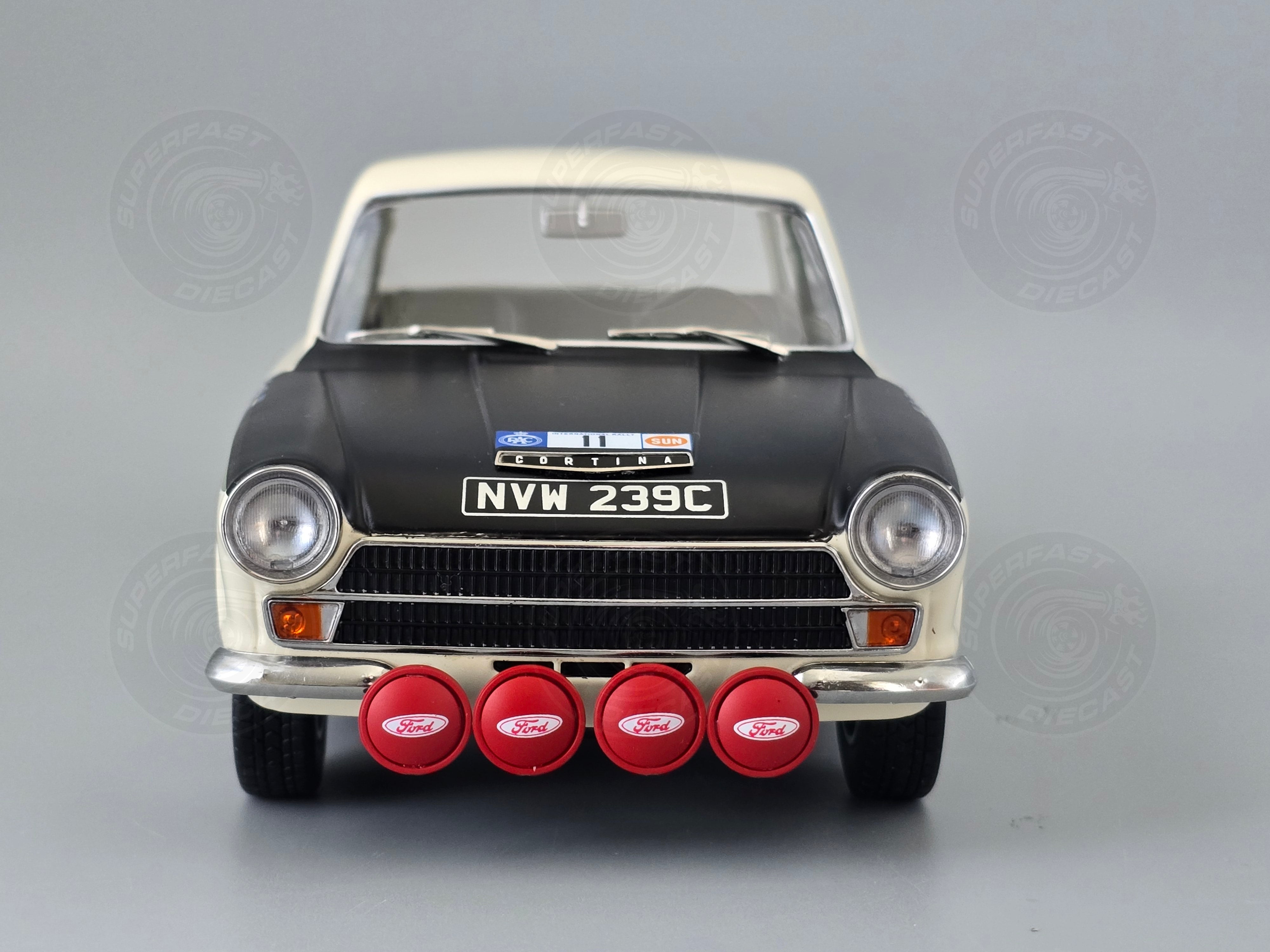MCG 1:18 Scale Diecast - 1966 Ford Lotus Cortina Mk1 #11 RAC Rally B.Soderstrom/G.Palm - MCG18435
