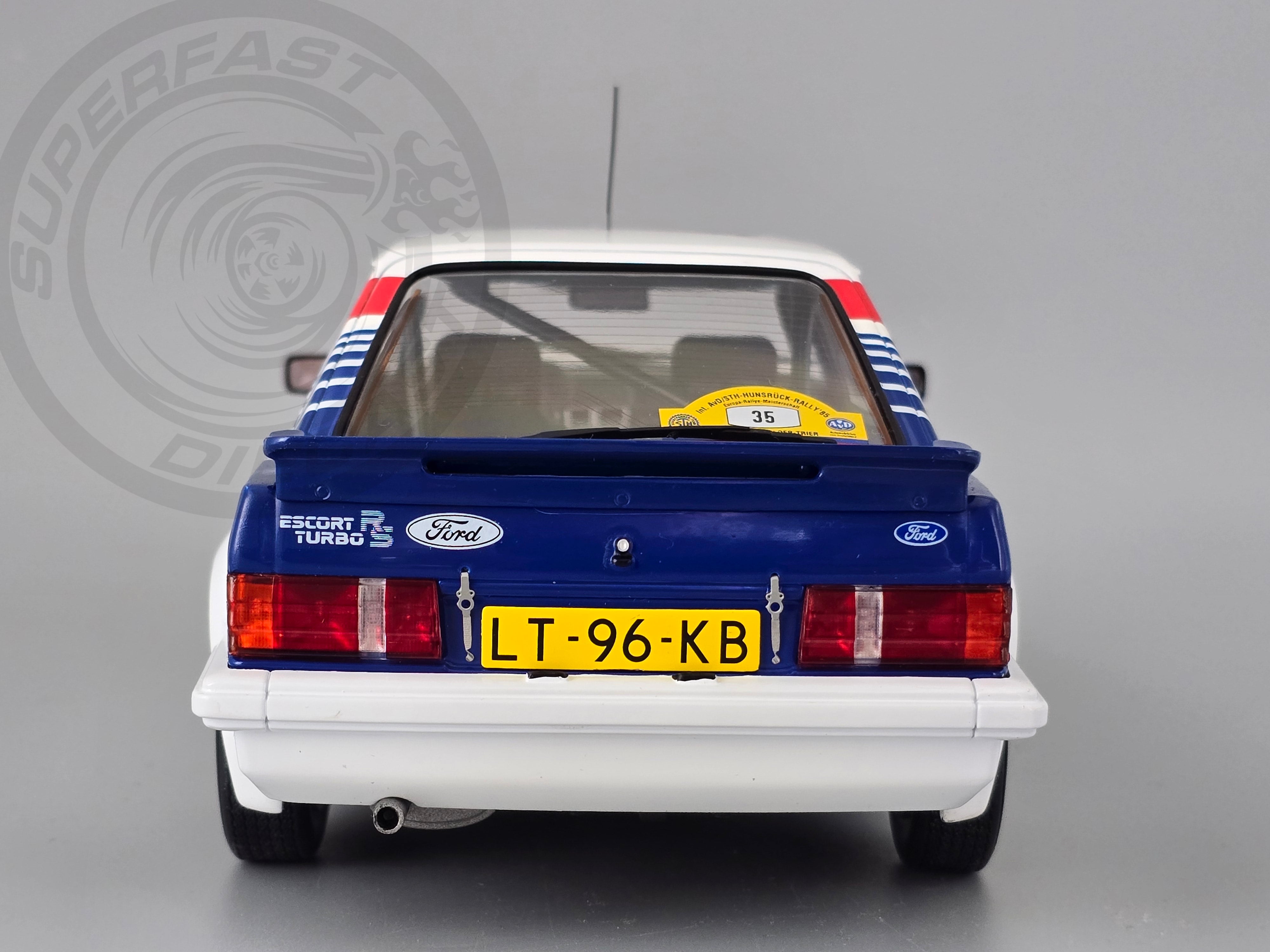 MCG 1:18 Scale Diecast - 1985 Ford Escort Mk3 RS Turbo (S1), No.35, Hunsrück Rallye, S.Andervang/A.Schoonenwolf, 1985 - MCG18842