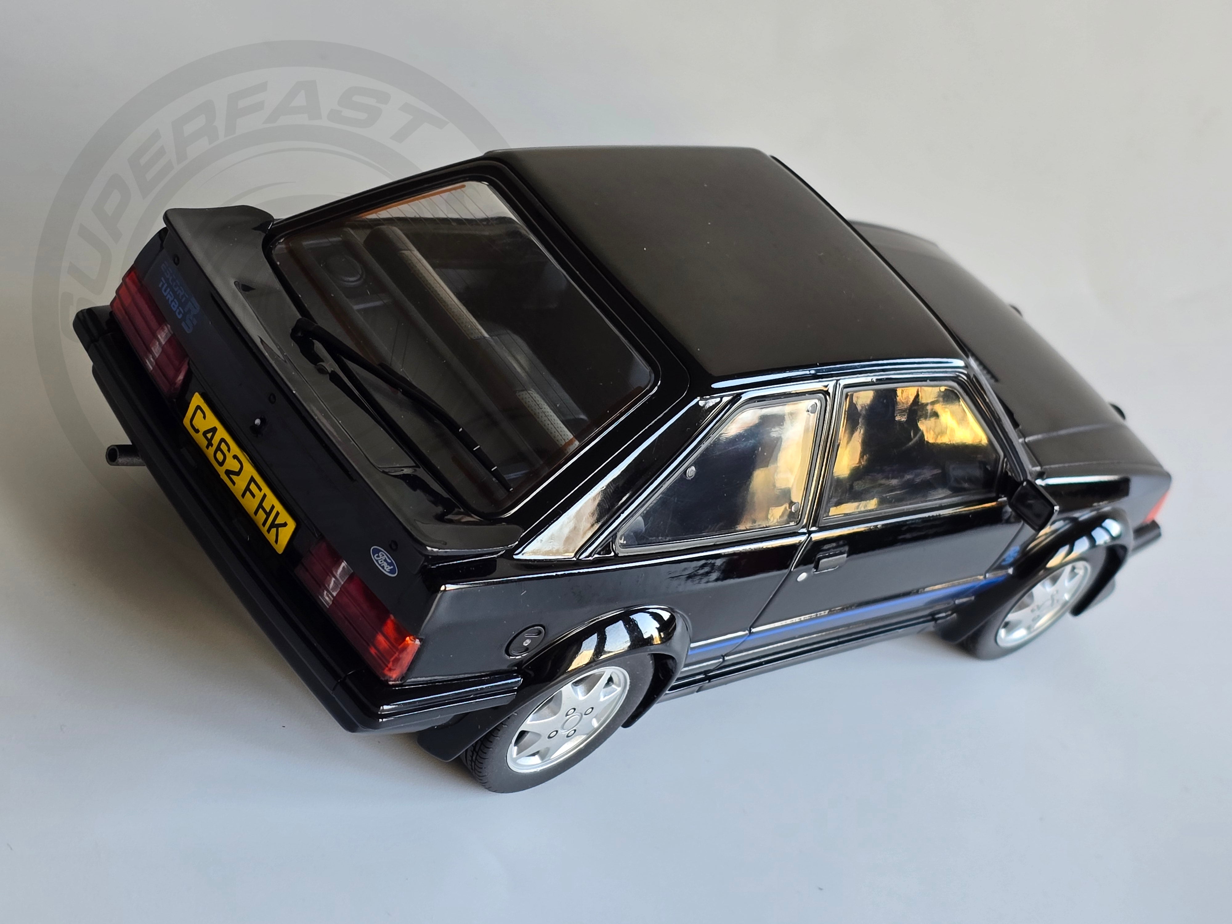 MCG 1:18 Scale Diecast Model Car - 1985 Ford Escort Mk3 RS Turbo (S1), Black - MCG18420