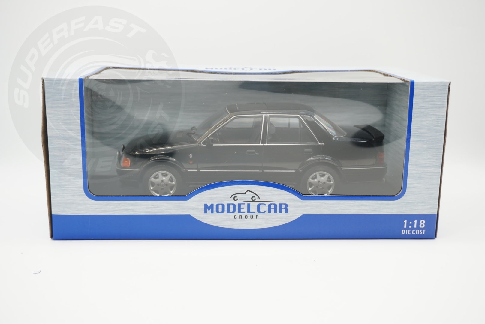 MCG 1:18 Scale Diecast - Ford Orion Mk II RHD with RS Bodykit, Black - MCG18649