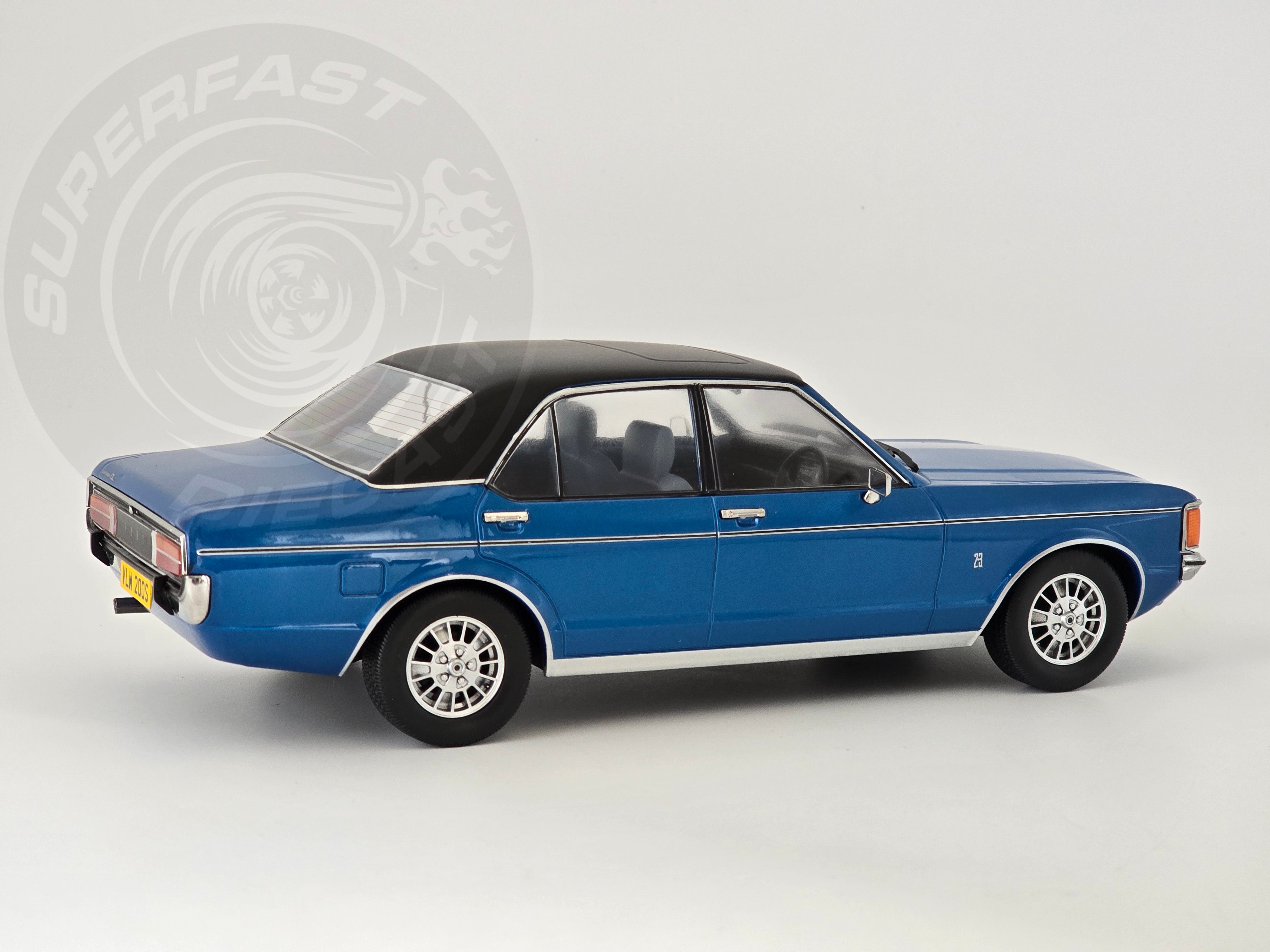 MCG 1:18 Scale Diecast Model Car - 1975 Ford Granada MK 1, Metallic Blue (RHD) - UK Exclusive