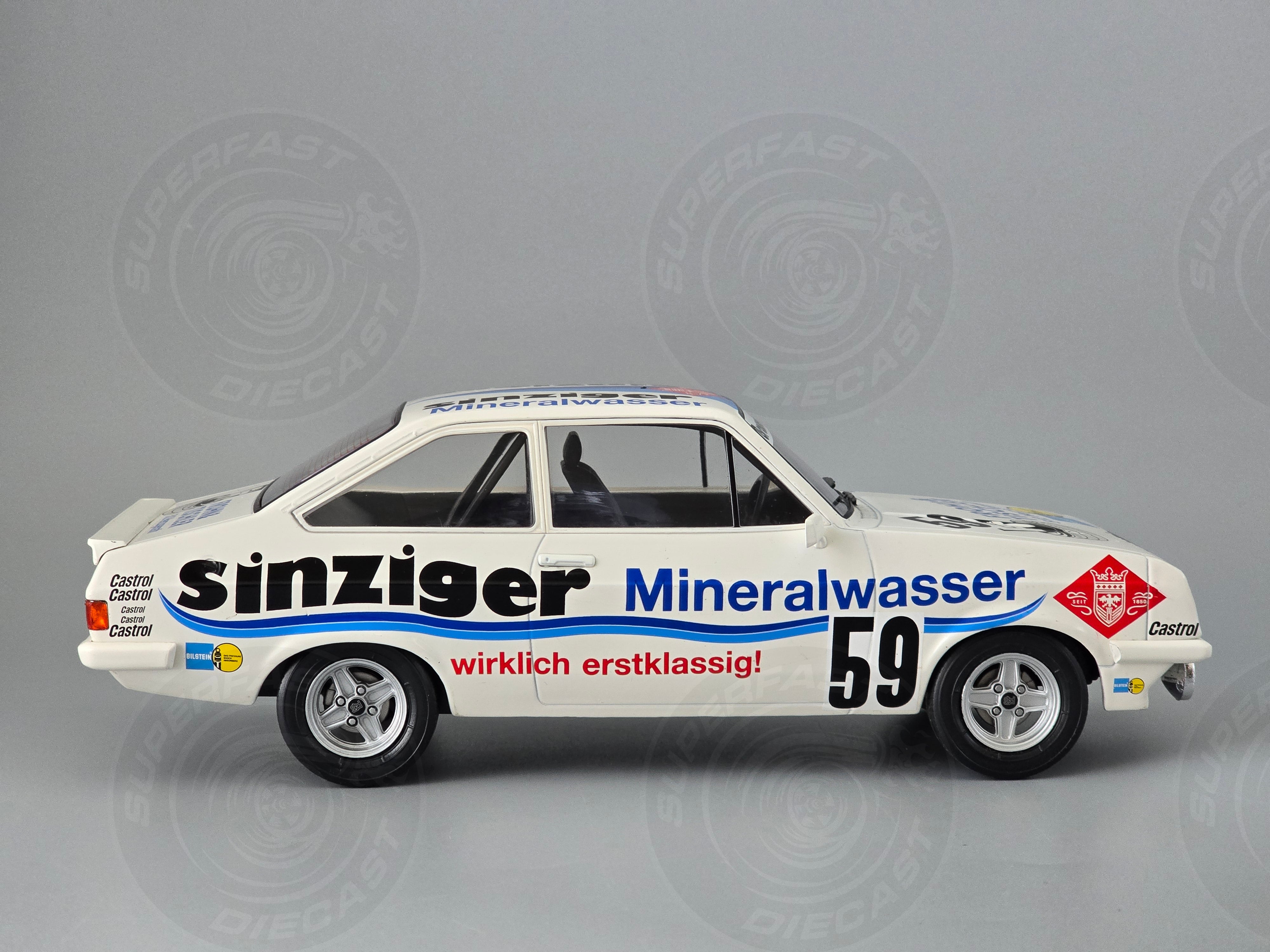MCG 1:18 Scale Diecast Ford Escort MK II RS 2000, 24h Nürburgring, 1982, Sinzigar Mineralbrunnen, #59 - MCG18438R