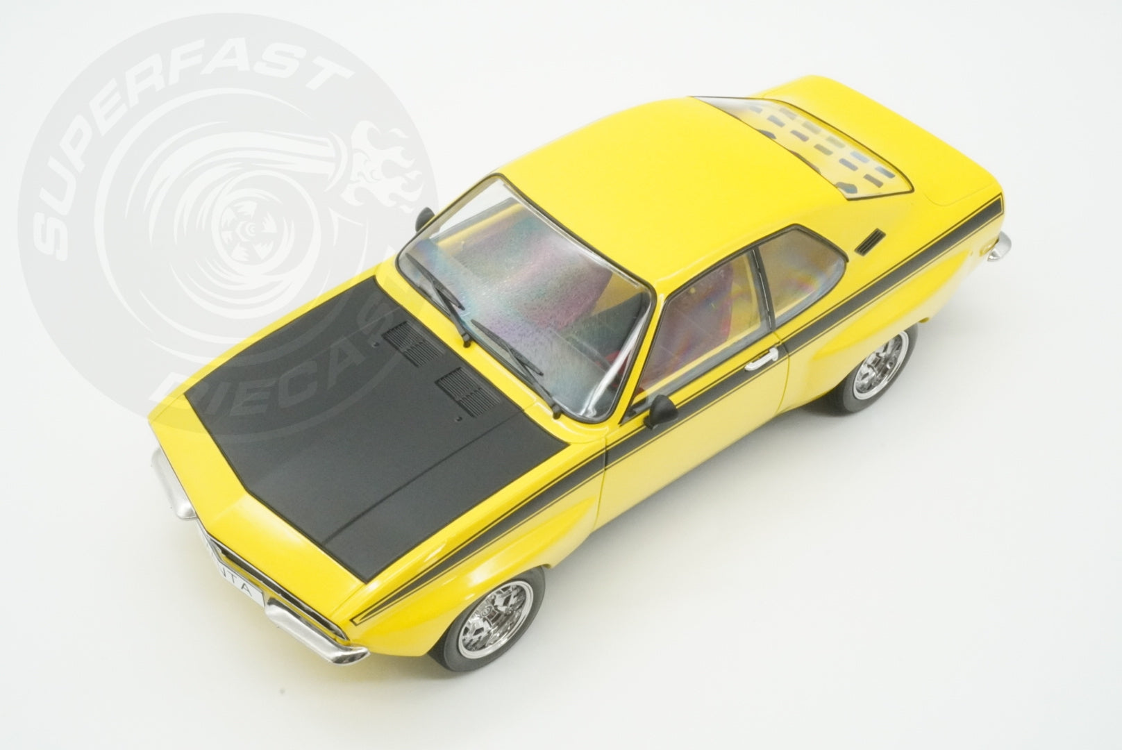 MCG 1:18 Scale Diecast - 1974 Opel Manta A Irmscher, Yellow/Black- MCG18426