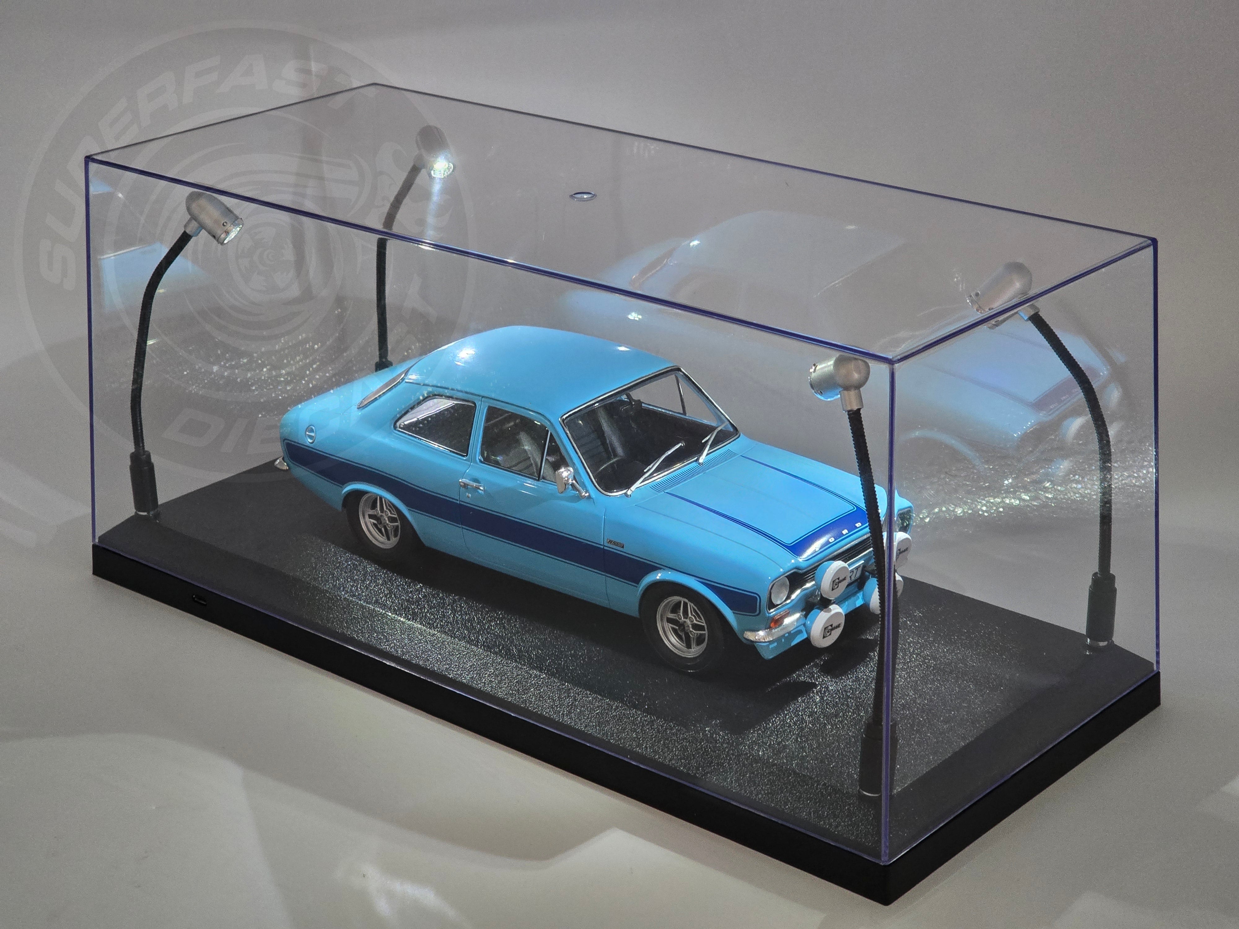 Triple 9 - 1:18 LED DISPLAY CASE, 4 ADJUSTABLE LIGHTS 35.5 X 15.6 X 16CM WITH BLACK BASE - T9-189910