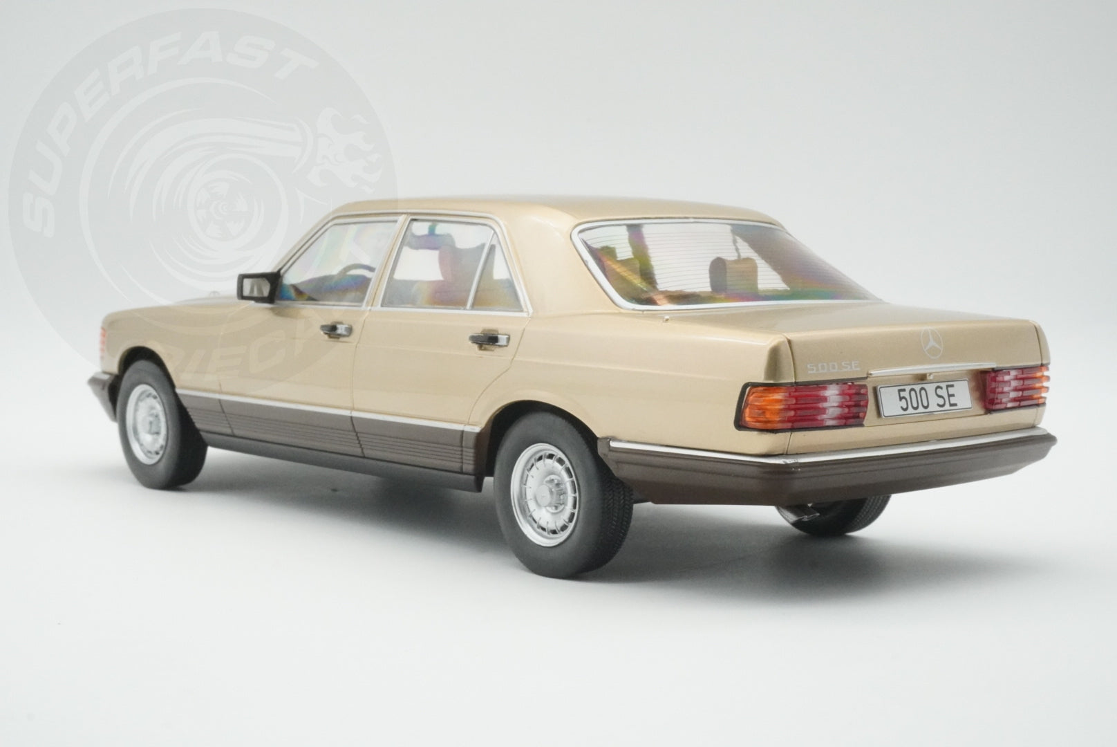 MCG 1:18 Scale Diecast Model Car - 1972 Mercedes S-Class 500 SE (W126), Beige - MCG18550