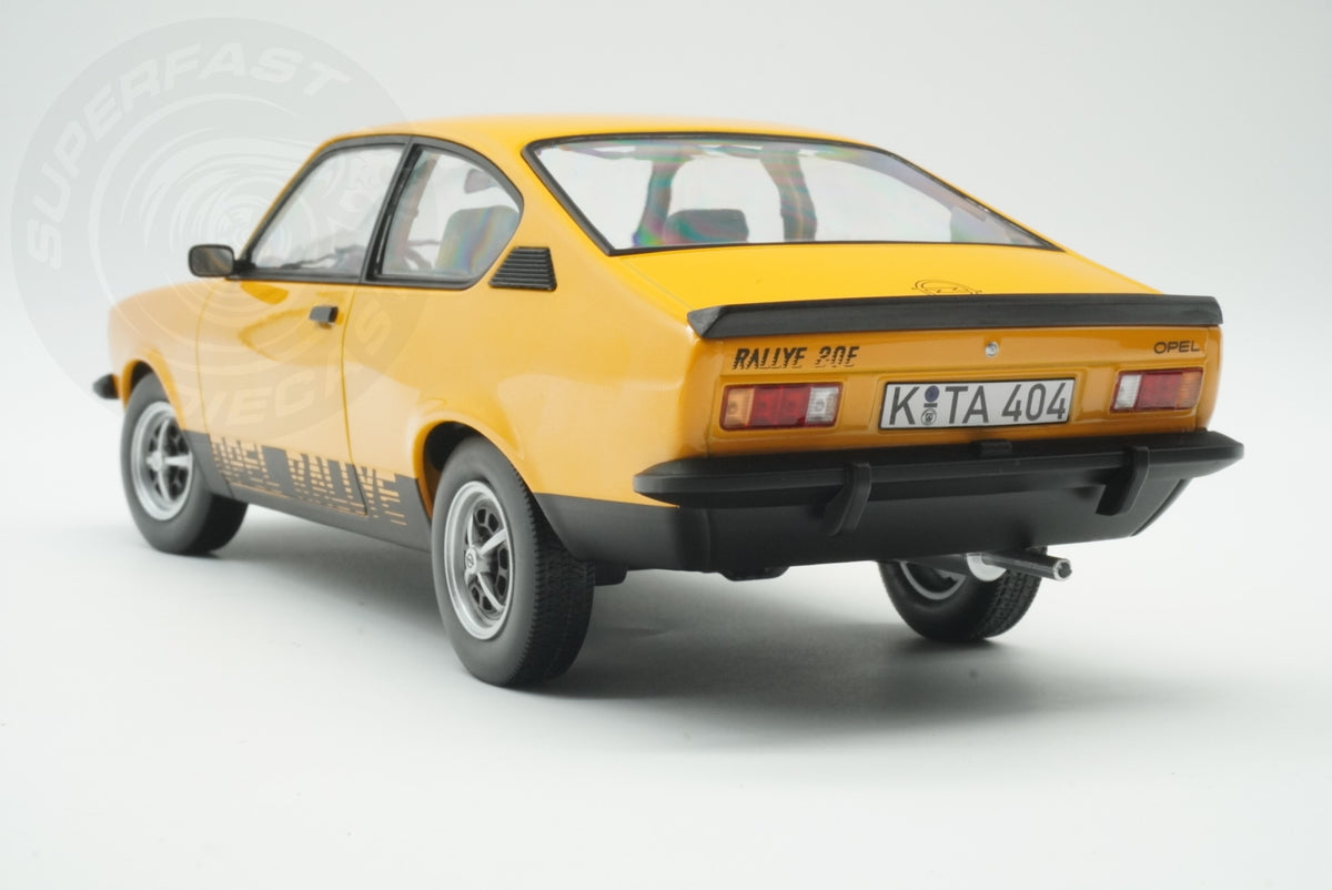 Norev 1:18 Scale Diecast Model Car - 1978 Opel Kadett C Coupe 2.0 E Rallye in Brilliant Ochre - 183659