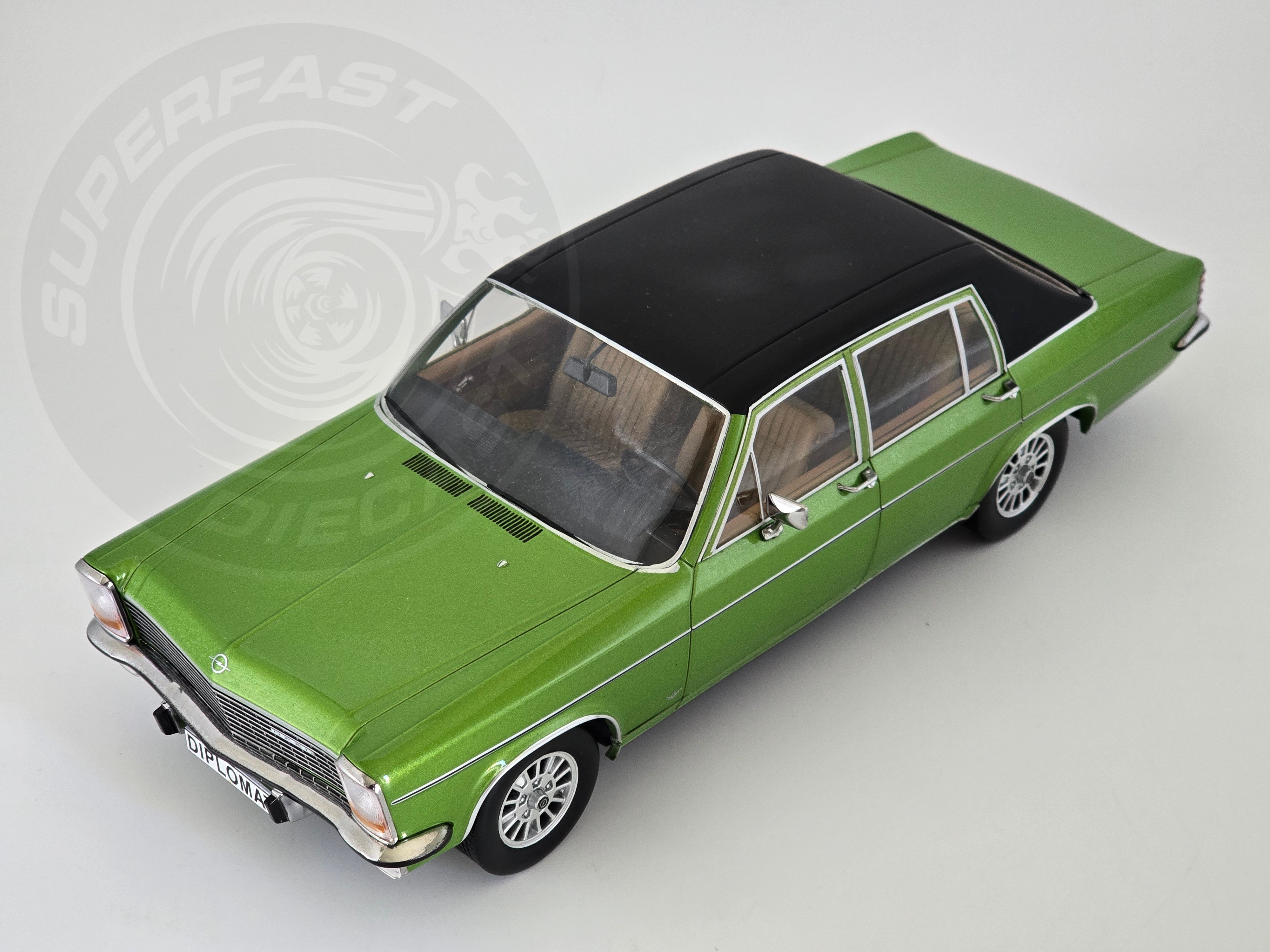 MCG 1:18 Scale Diecast Model Car - 1972 Opel Diplomat B 5.4L Automatic, Green