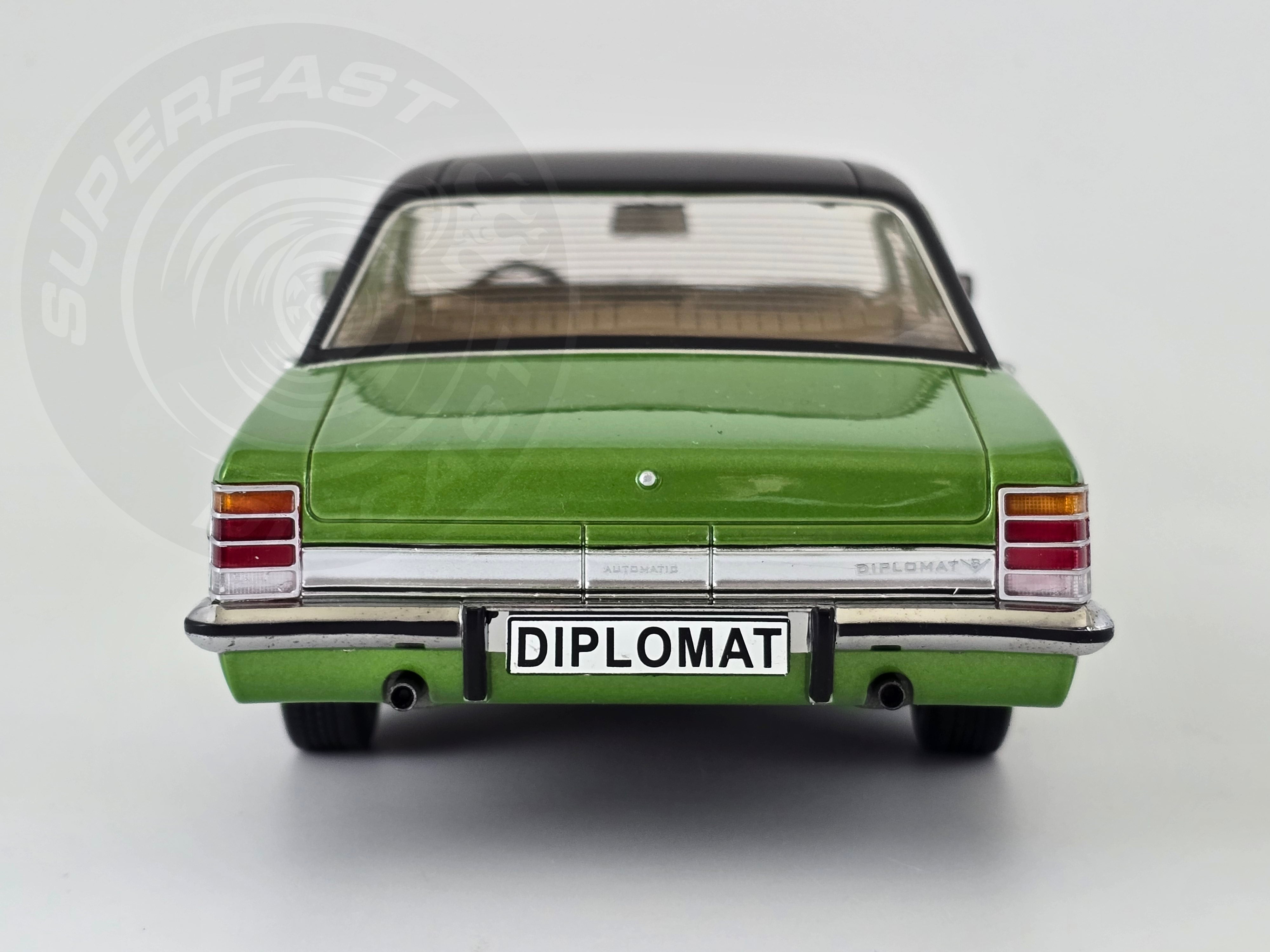 MCG 1:18 Scale Diecast Model Car - 1972 Opel Diplomat B 5.4L Automatic, Green