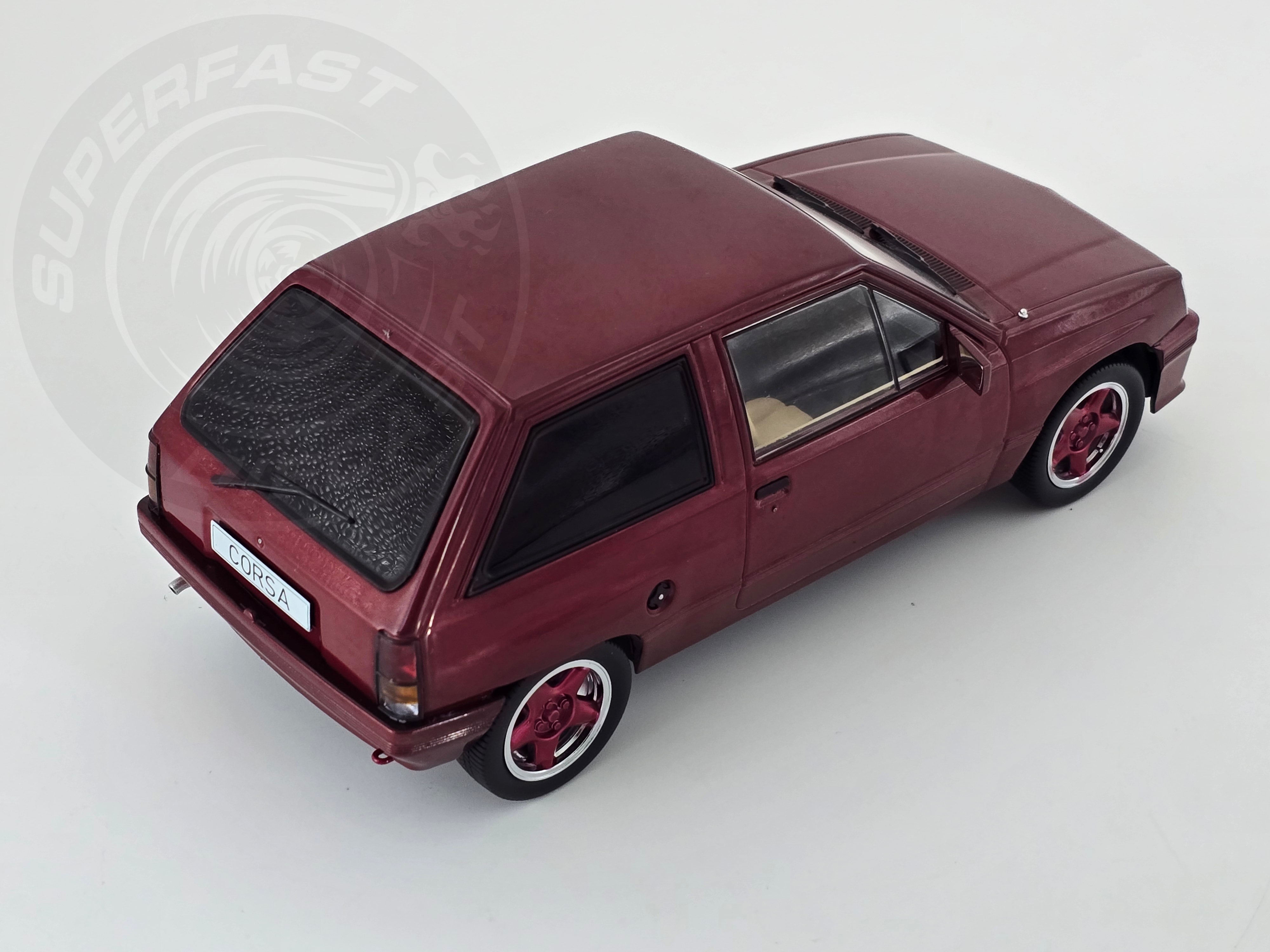 MCG 1:18 Scale Diecast - 1983 Opel Corsa A Custom (Vauxhall Nova) , Dark Red - MCG18433