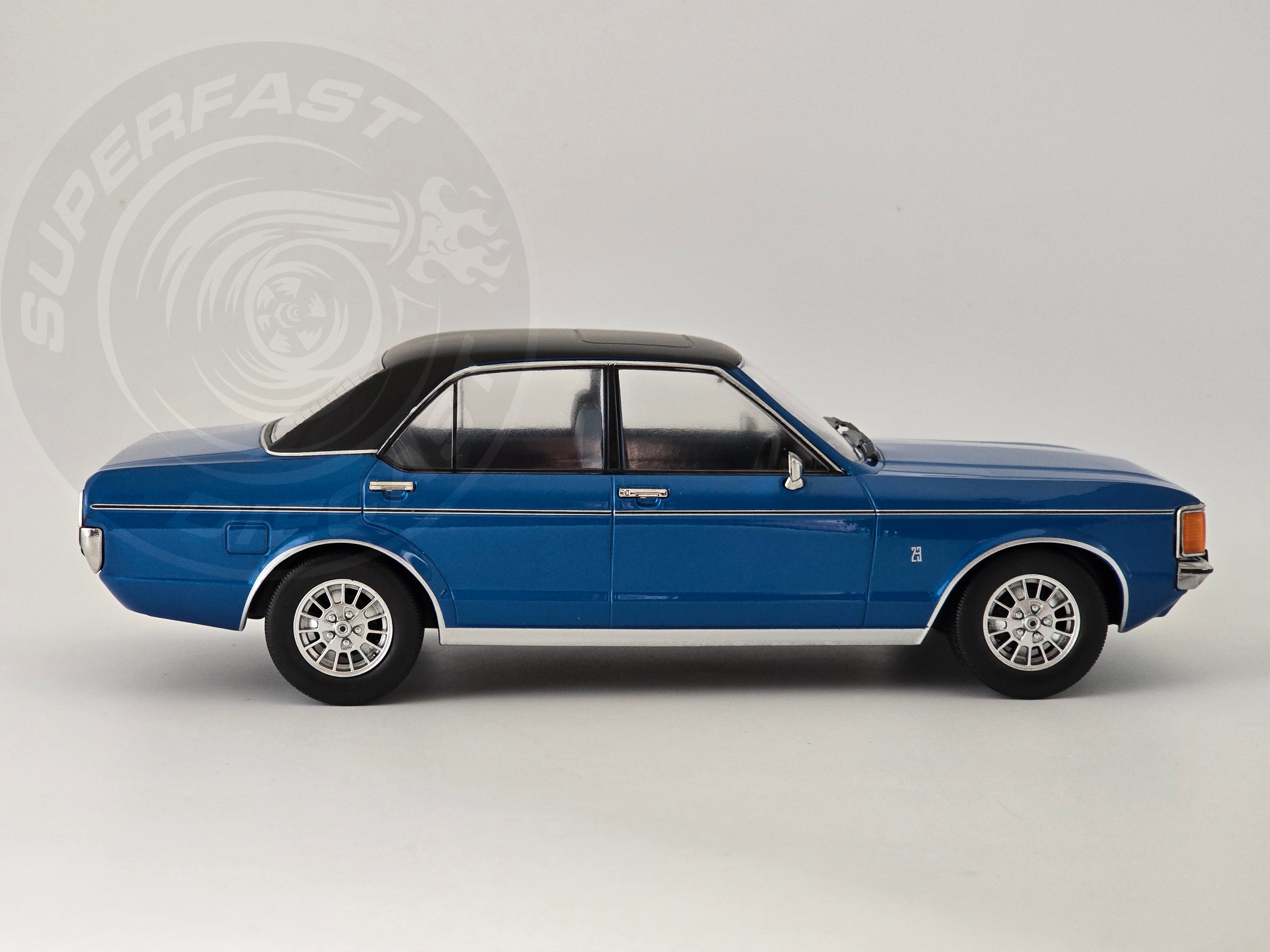 MCG 1:18 Scale Diecast Model Car - 1975 Ford Granada MK 1, Metallic Blue (RHD) - UK Exclusive