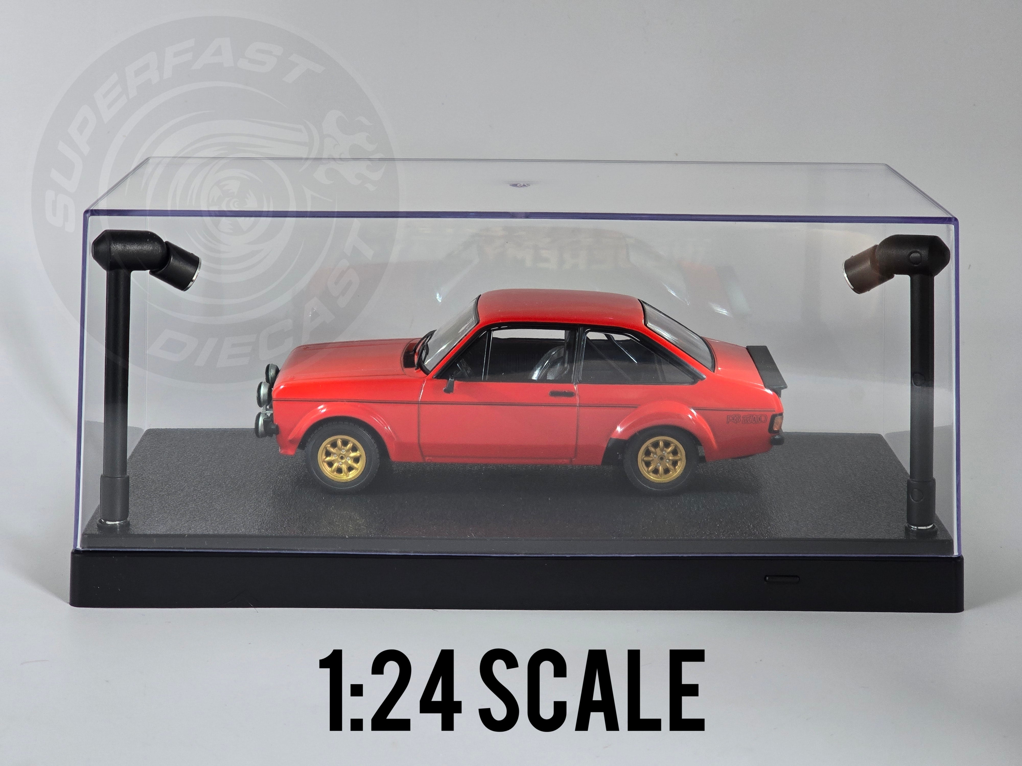Triple 9 - 1:24, 1:43, 1:64 LED DISPLAY CASE, 2 ADJUSTABLE LIGHTS 27 X 12.5 X 12CM WITH BLACK BASE - T9-439905BK