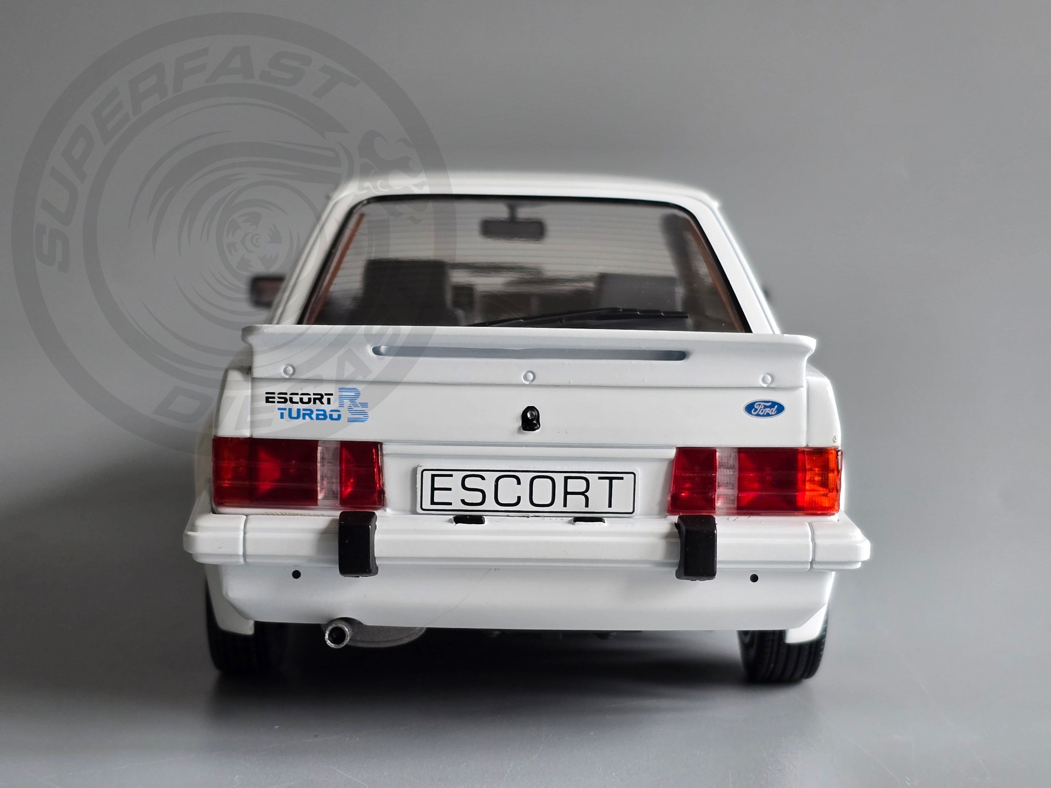 MCG 1:18 Scale Diecast Model Car - 1985 Ford Escort Mk3 RS Turbo (S1), White