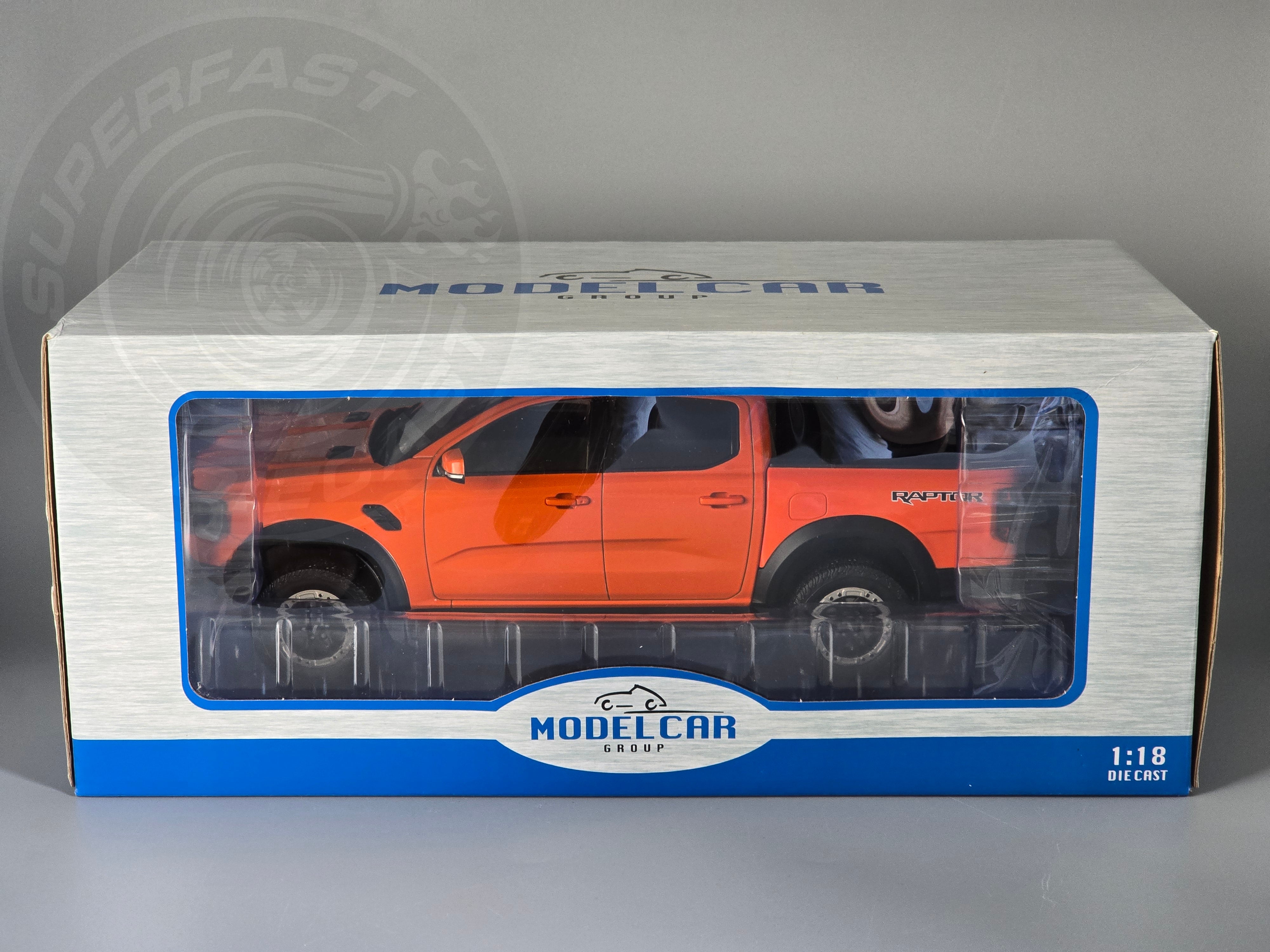 MCG 1:18 Scale Diecast Model Car - 2023 Ford Ranger Raptor, Orange
