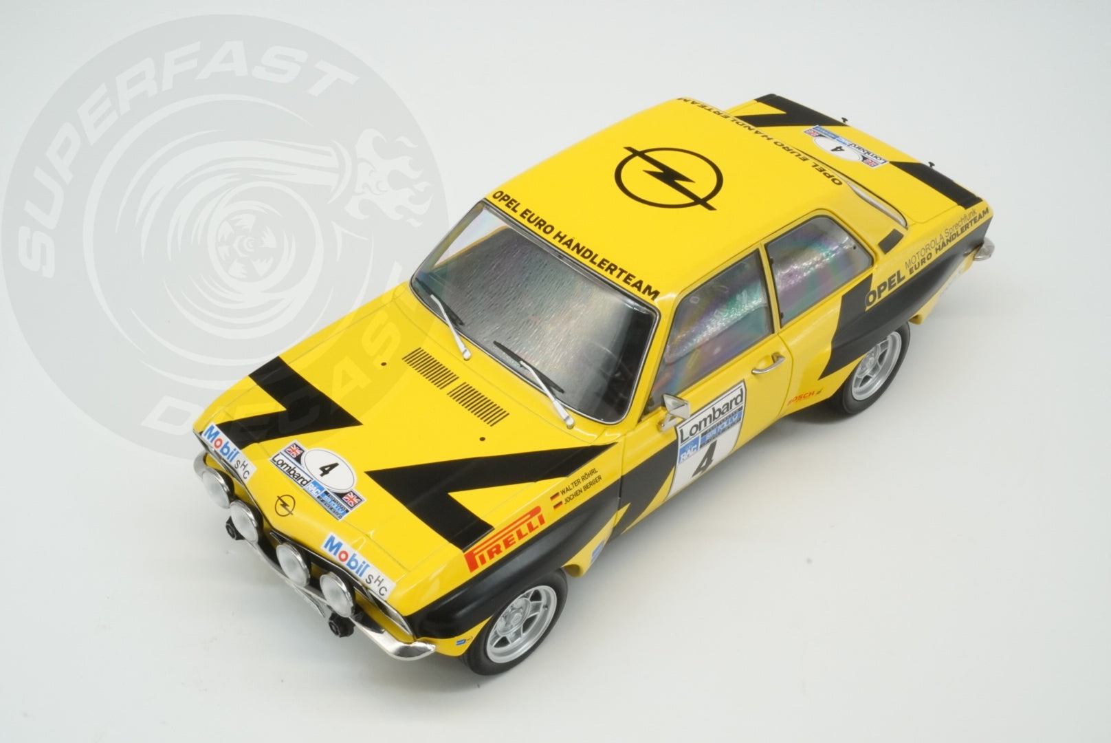 MCG 1:18 Diecast - Opel Ascona A, RAC Rally, 1975, #4, W.Röhrl/C.Geistdörfer, Yellow/Black - MCG18345R