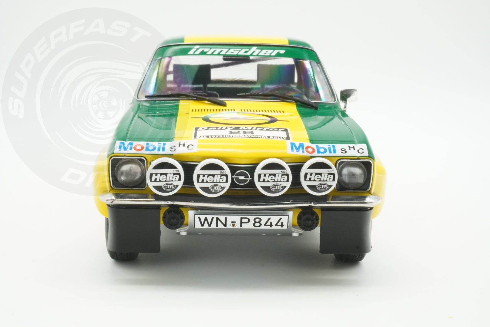 MCG 1:18 Diecast - Opel Ascona A, RAC Rally, 1973, #26, W.Röhrl/J.Berger, Yellow/Green - MCG18346R