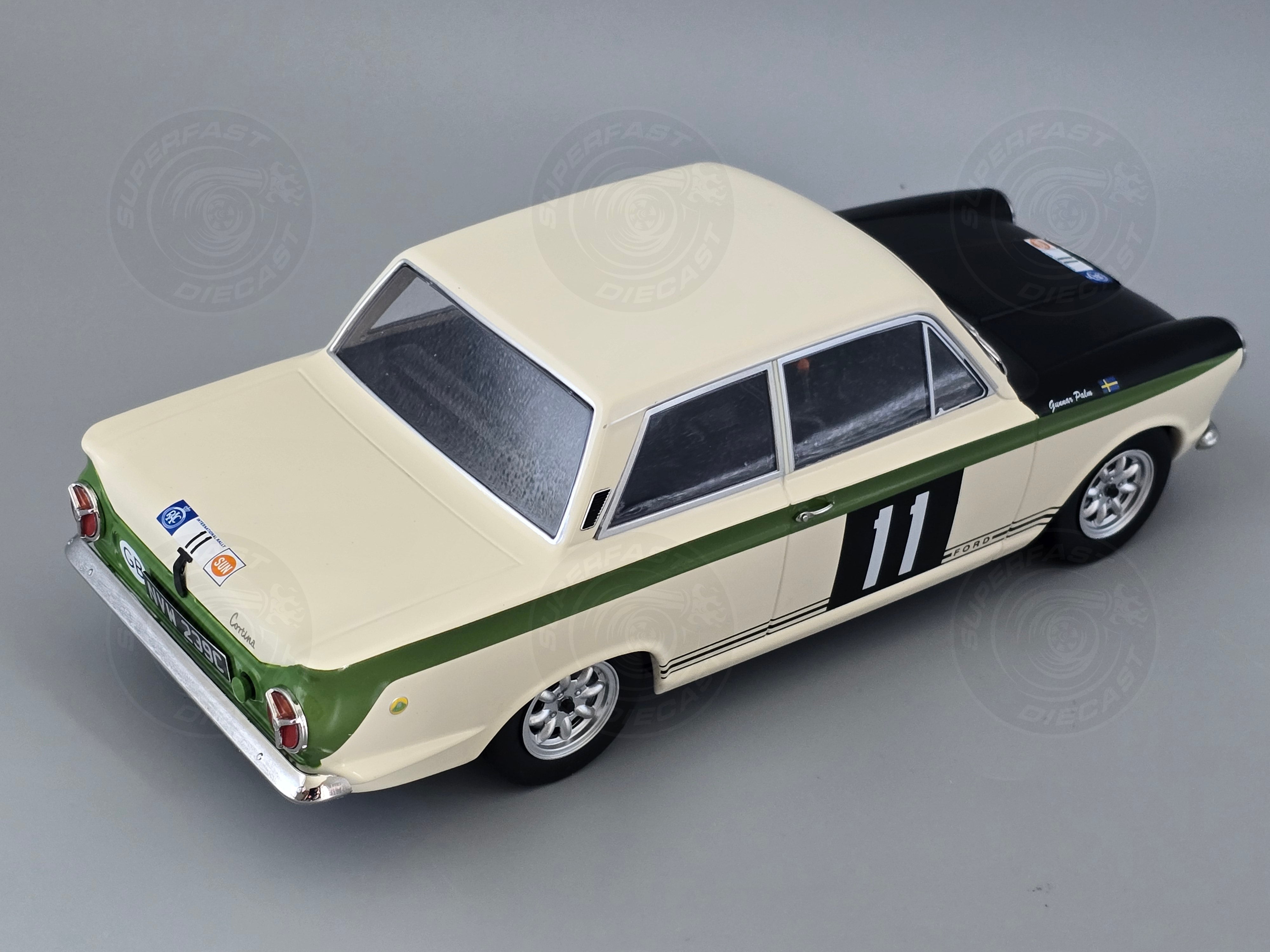 MCG 1:18 Scale Diecast - 1966 Ford Lotus Cortina Mk1 #11 RAC Rally B.Soderstrom/G.Palm - MCG18435