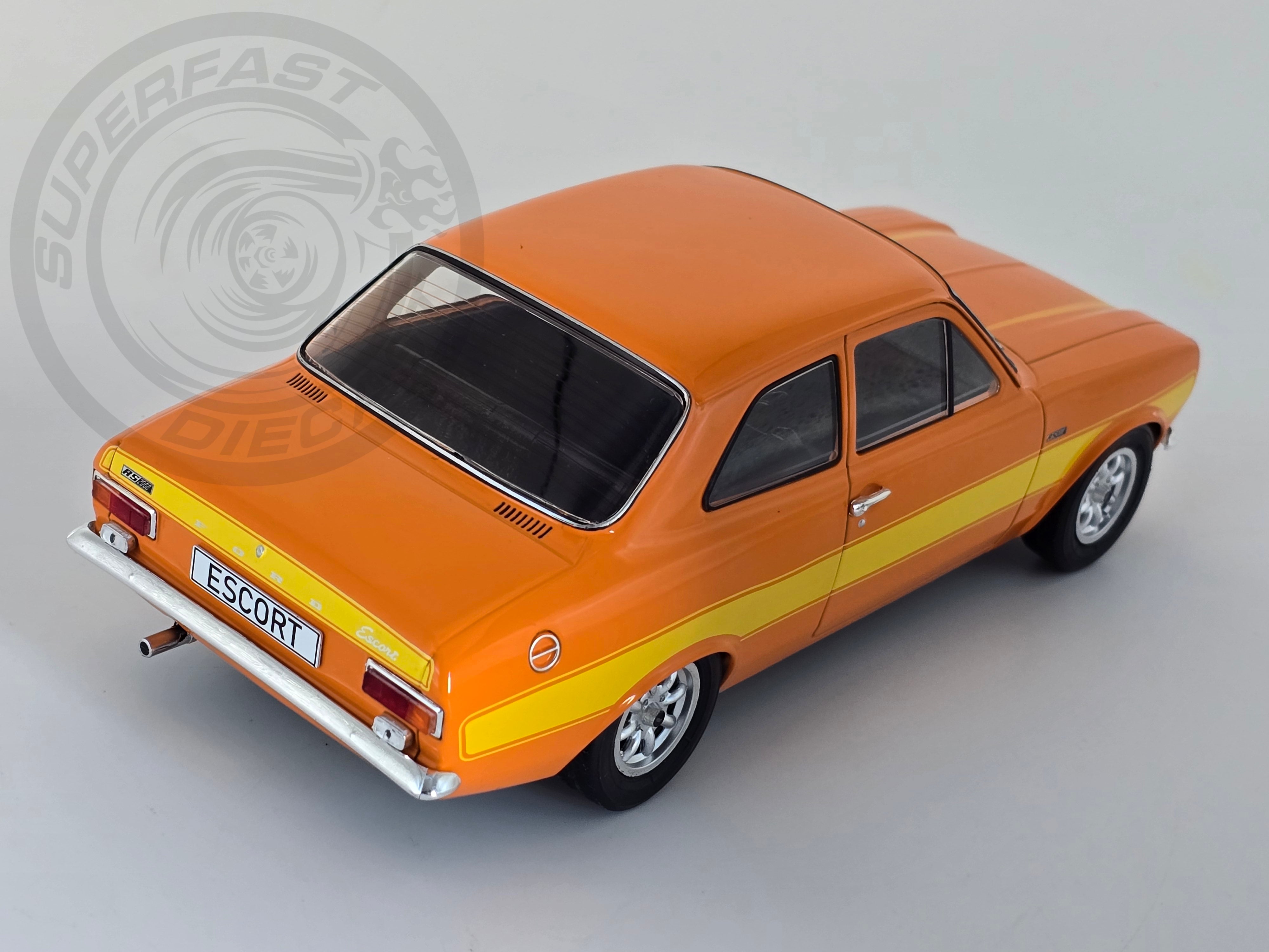 MCG 1:18 Scale Diecast Model Car - 1973 Ford Escort Mk1 RS2000 in Orange - LHD