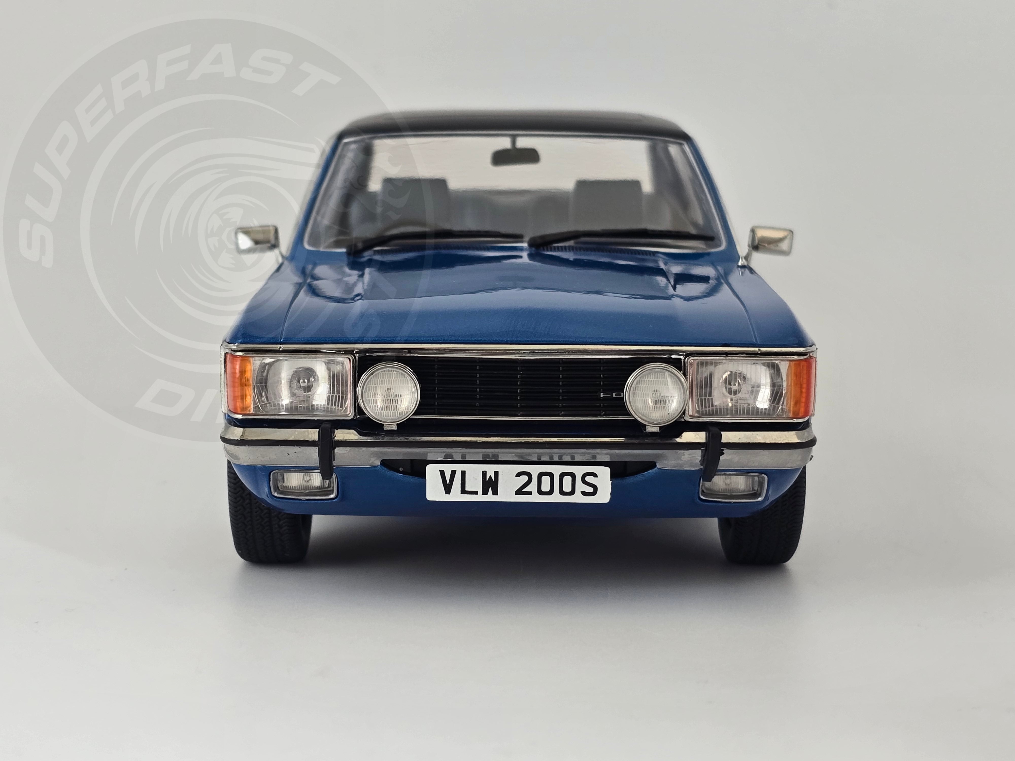 MCG 1:18 Scale Diecast Model Car - 1975 Ford Granada MK 1, Metallic Blue (RHD) - UK Exclusive