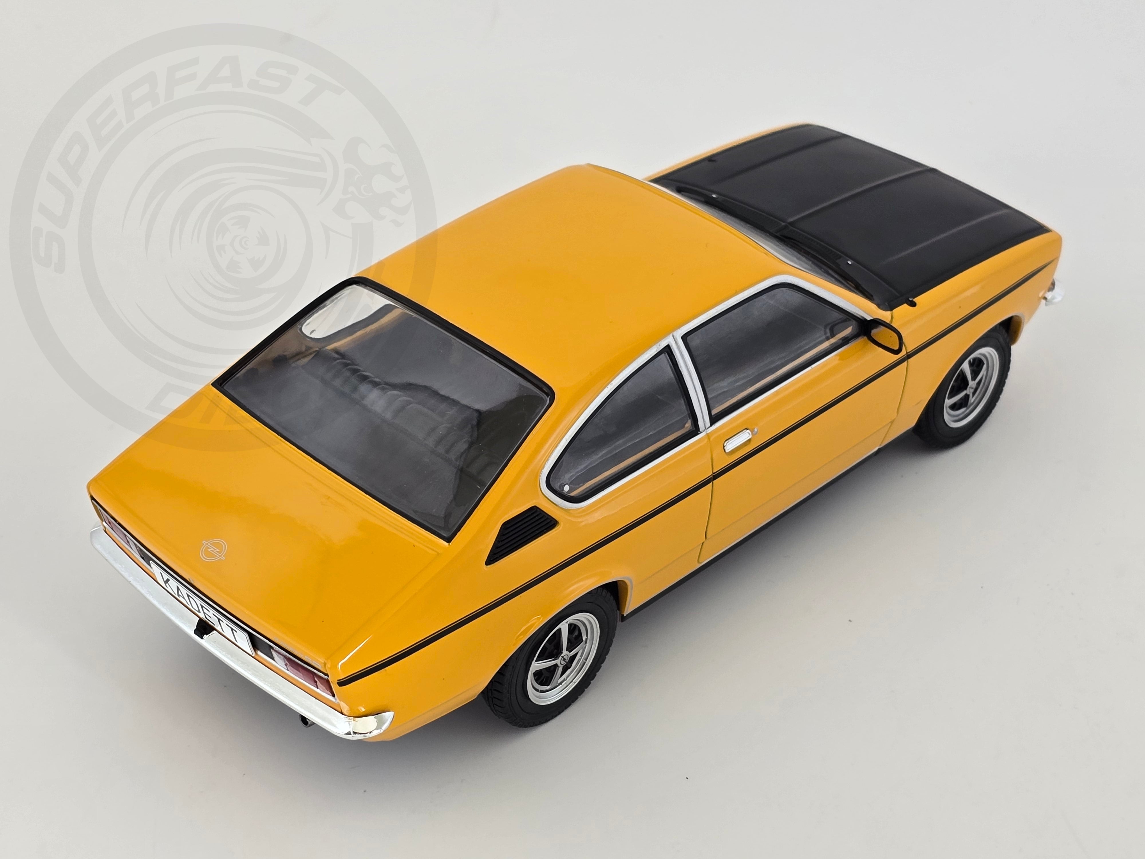 MCG 1:18 Scale Diecast Model Car - 1977 Opel Kadett C Coupe 1.2SR, Yellow