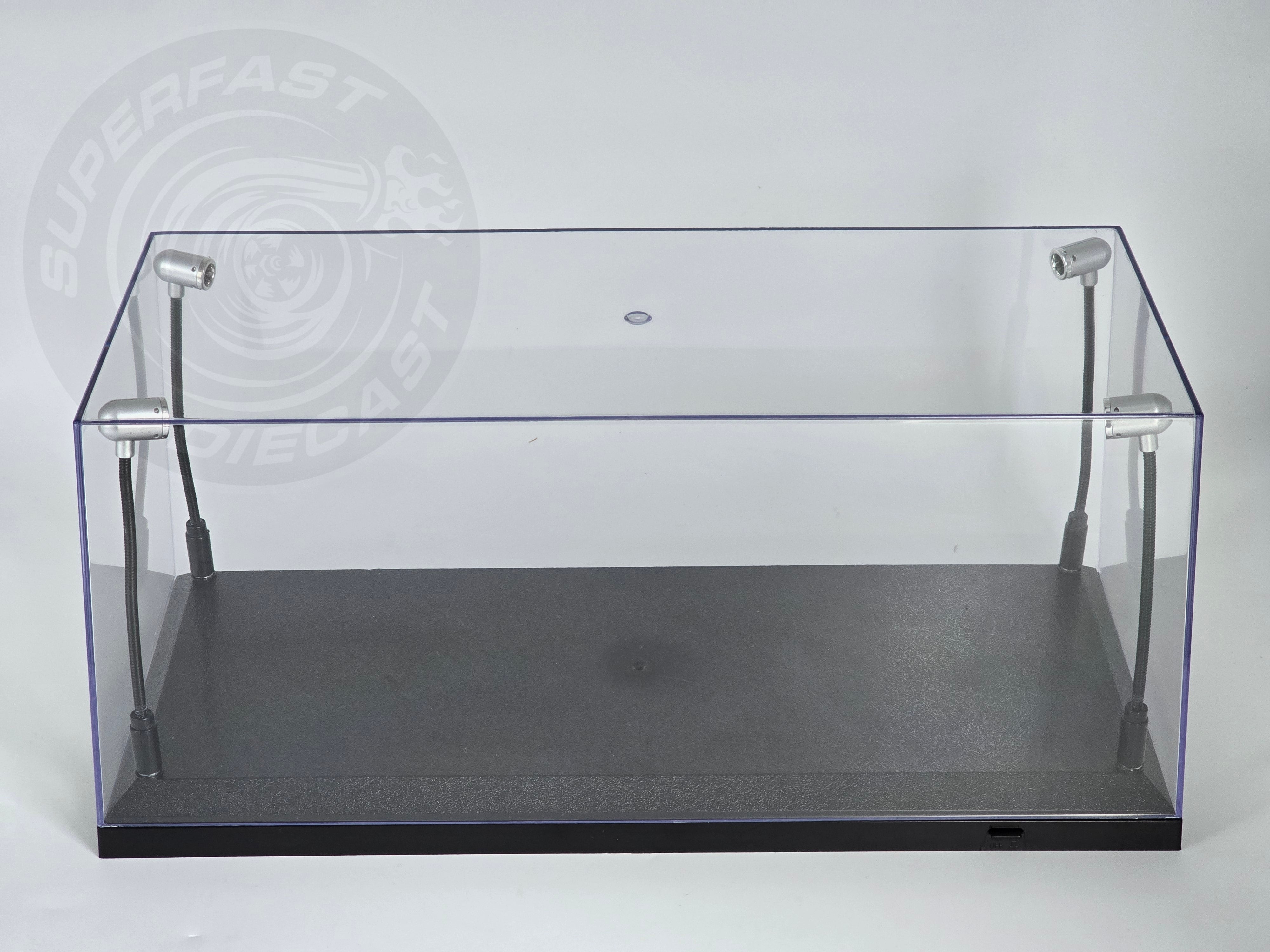 Triple 9 - 1:18 LED DISPLAY CASE, 4 ADJUSTABLE LIGHTS 35.5 X 15.6 X 16CM WITH BLACK BASE - T9-189910