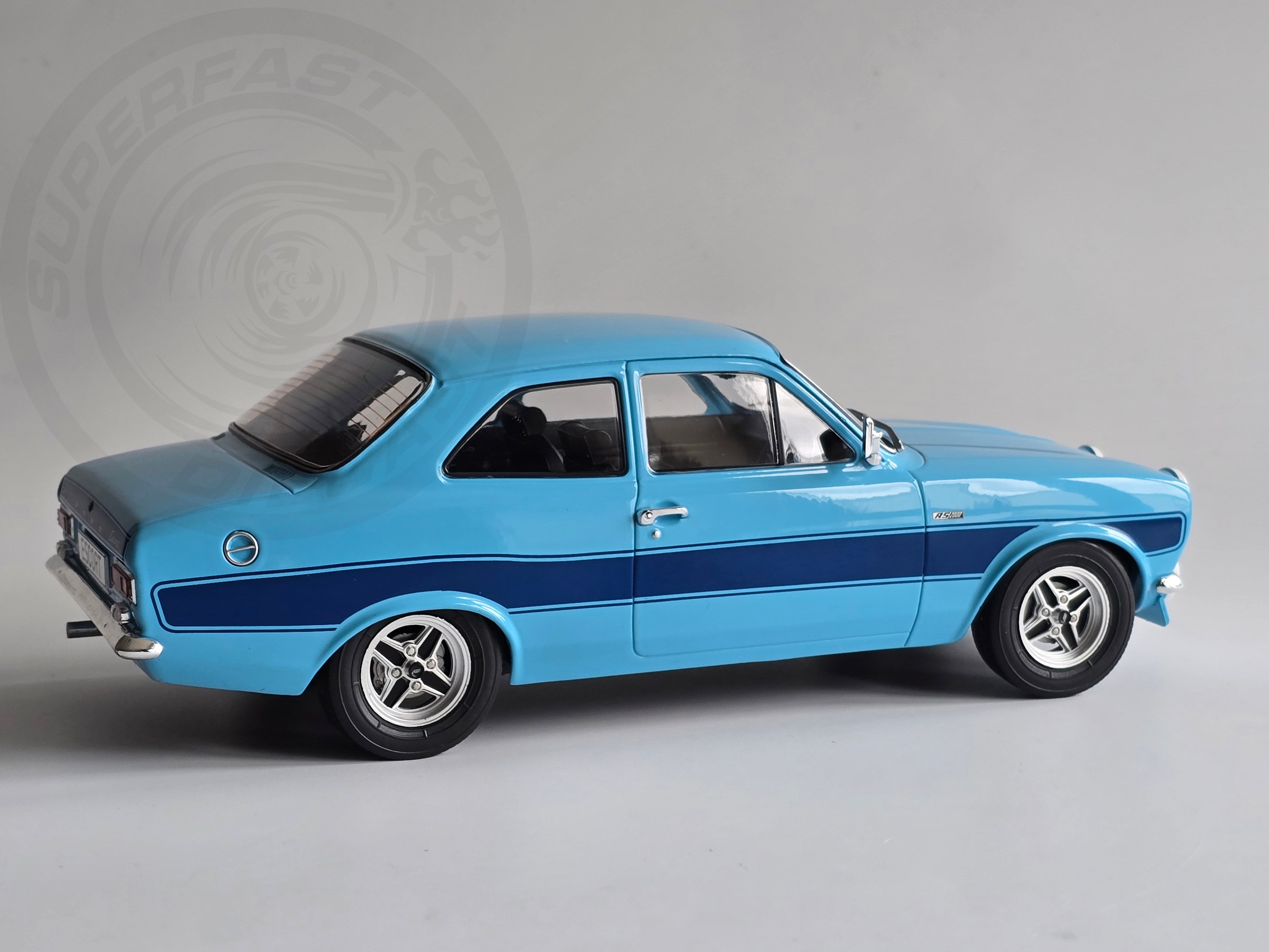 MCG 1:18 Scale Diecast Model Car -  1973 Ford Escort Mk1 RS2000 in Blue, RHD - MCG18386