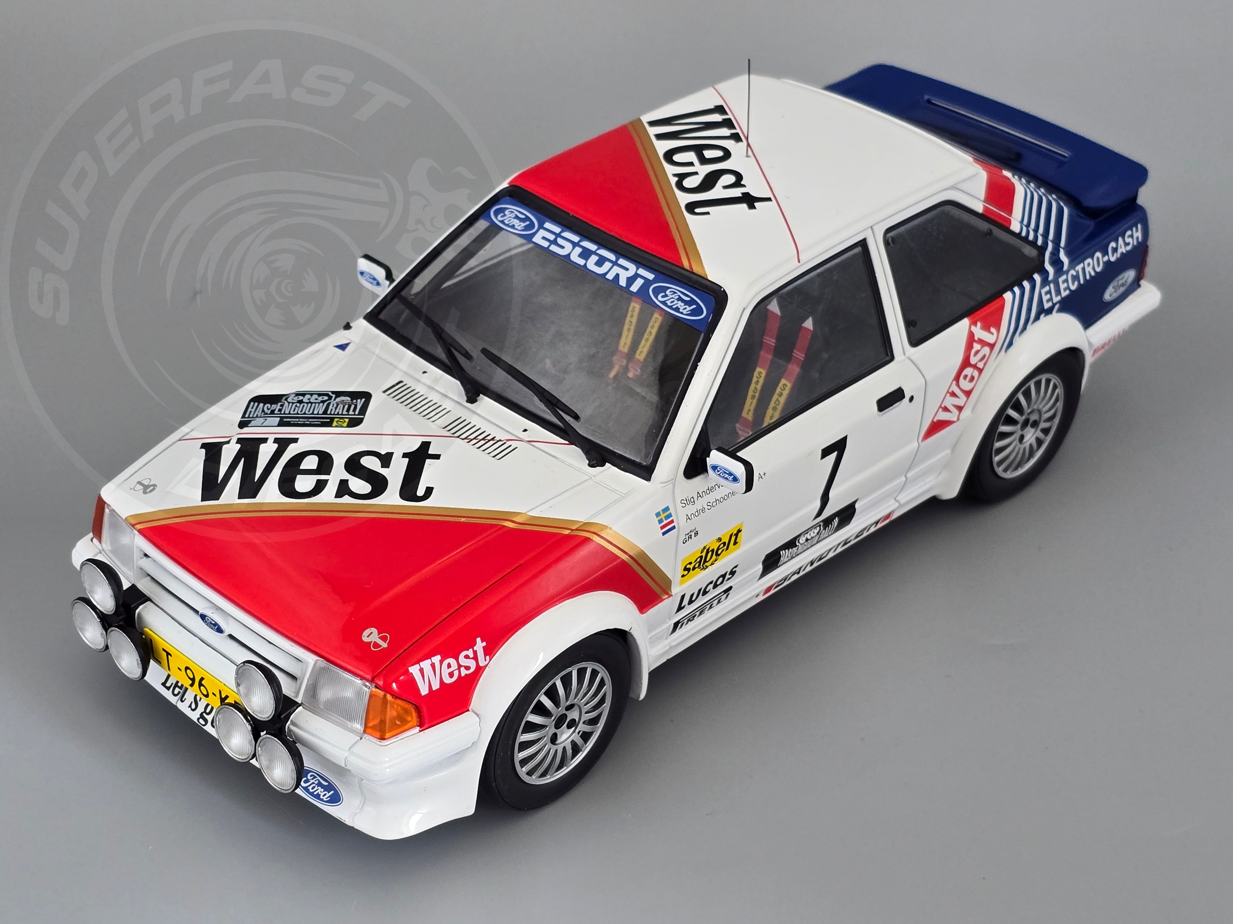 MCG 1:18 Scale Diecast - 1985 Ford Escort Mk3 RS Turbo (S1), No.7, Haspengouw Rally, S.Andervang/A.Schoonenwolf, 1985 - MCG18841