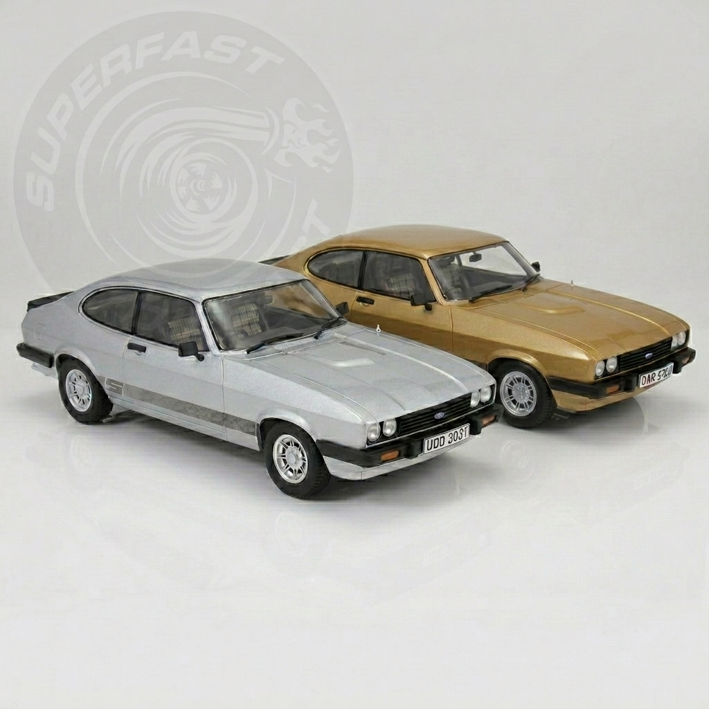 MCG 1:18 Scale Diecast - Ford Capri Mk III (RHD UK Exclusive - The Professionals) , Gold and Silver (Both models)