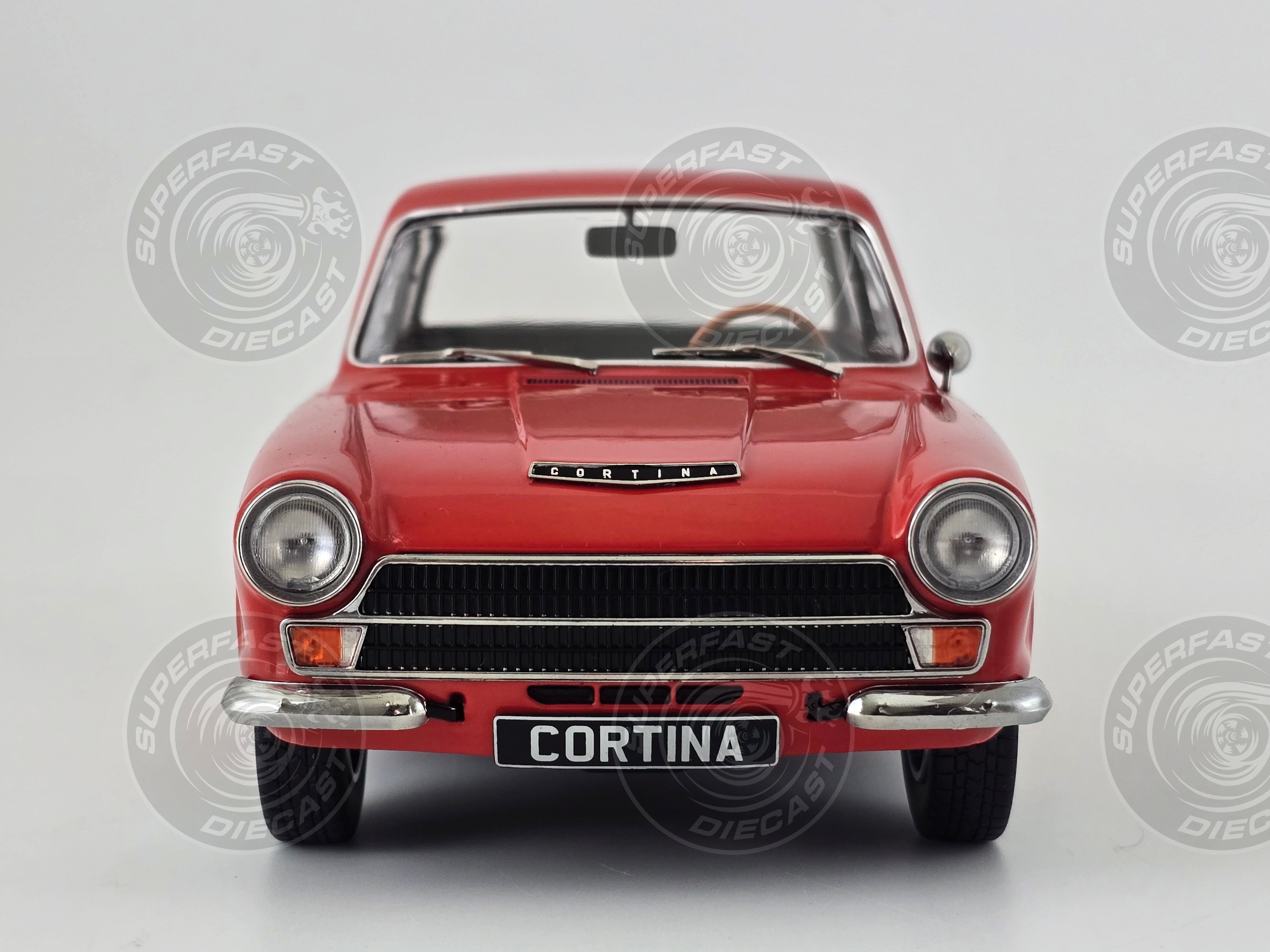 MCG 1:18 Scale Diecast - 1965 Ford Lotus Cortina Mk1 in Red/Gold (LHD) - MCG18532