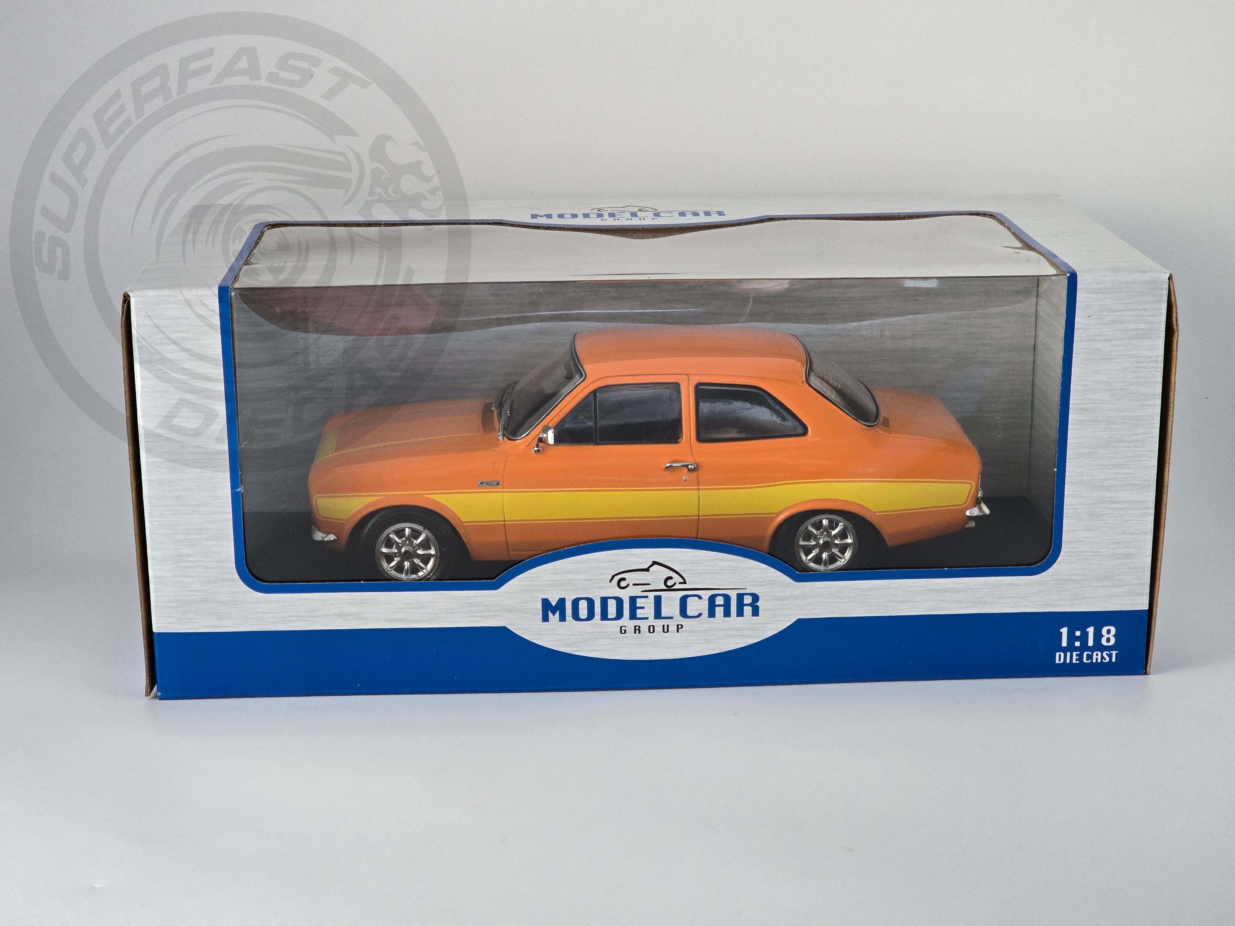 MCG 1:18 Scale Diecast Model Car - 1973 Ford Escort Mk1 RS2000 in Orange - LHD