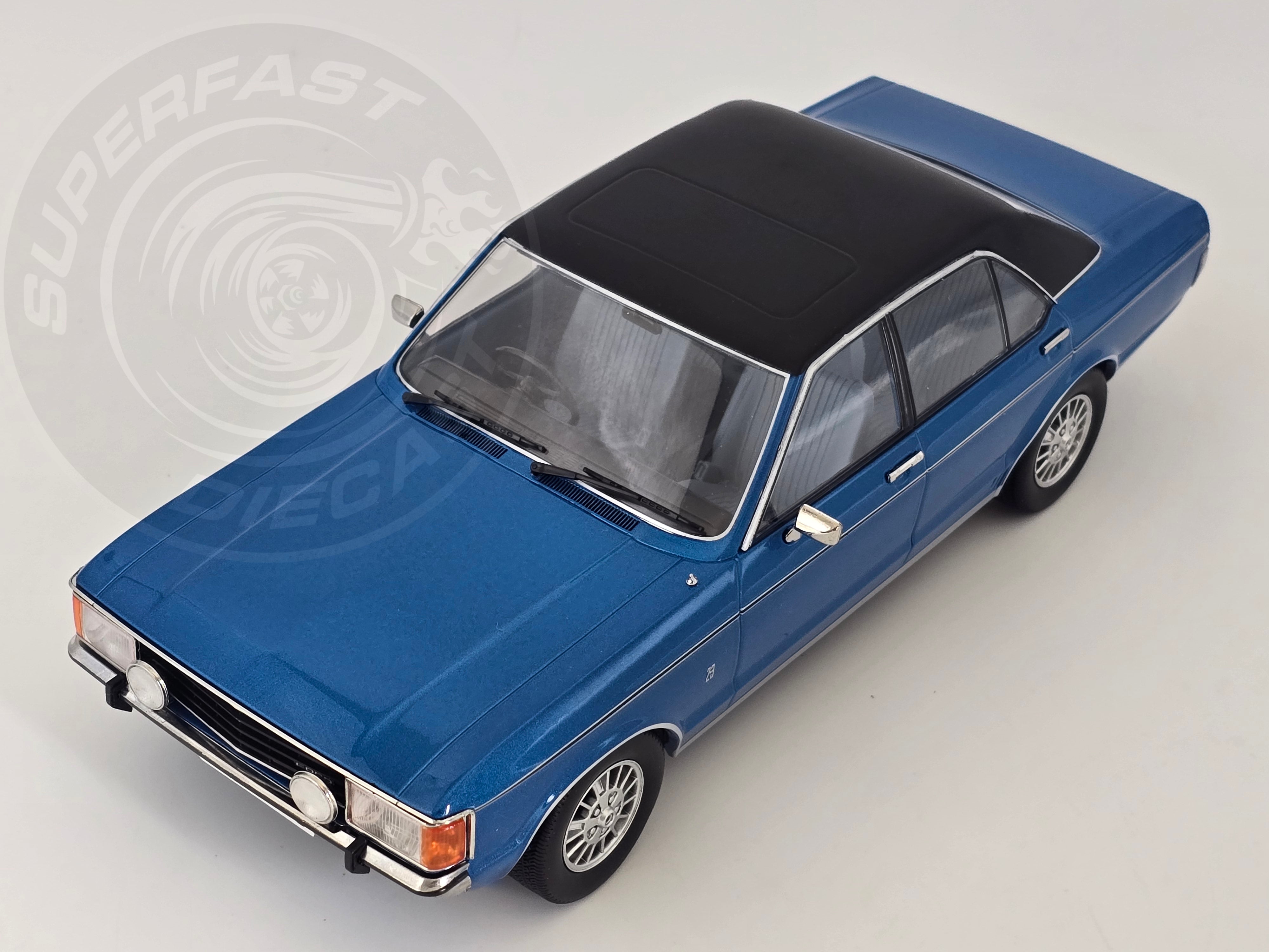 MCG 1:18 Scale Diecast Model Car - 1975 Ford Granada MK 1, Metallic Blue (RHD) - UK Exclusive