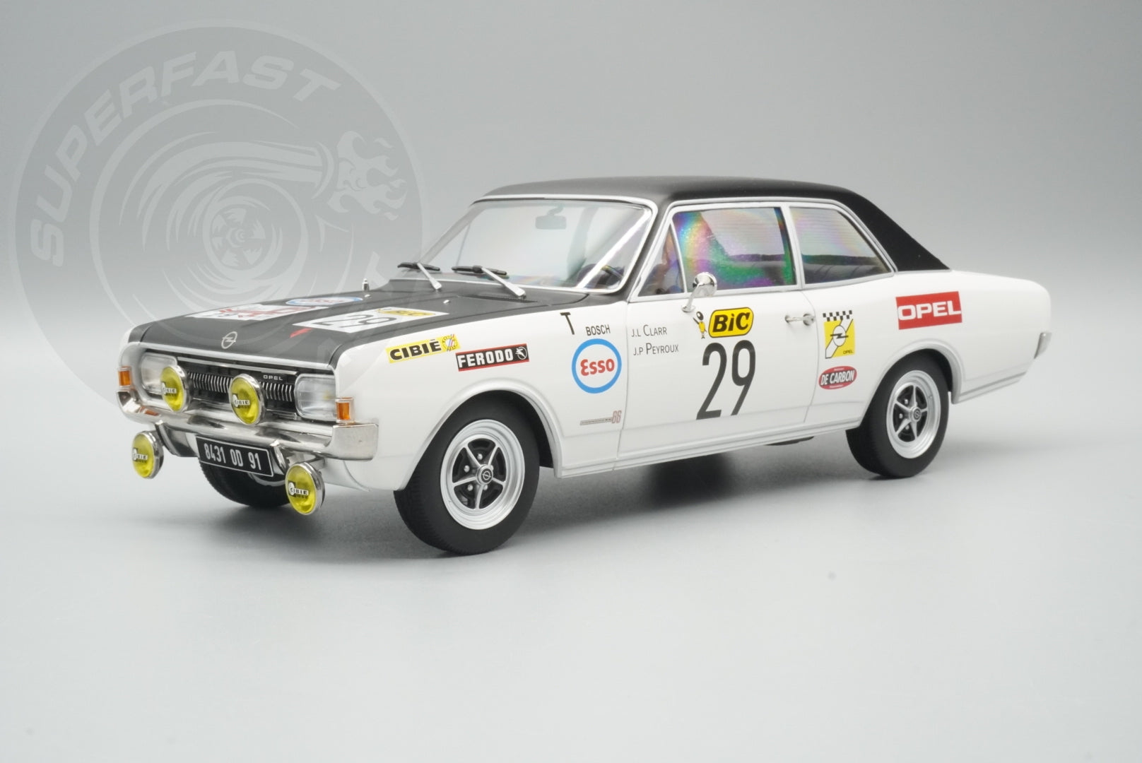 MCG 1:18 Scale Diecast - Opel Commodore Tour de France Automobile, 1971, #29, J.L.Clarr/J.P.Peyroux, White/Black - MCG18562