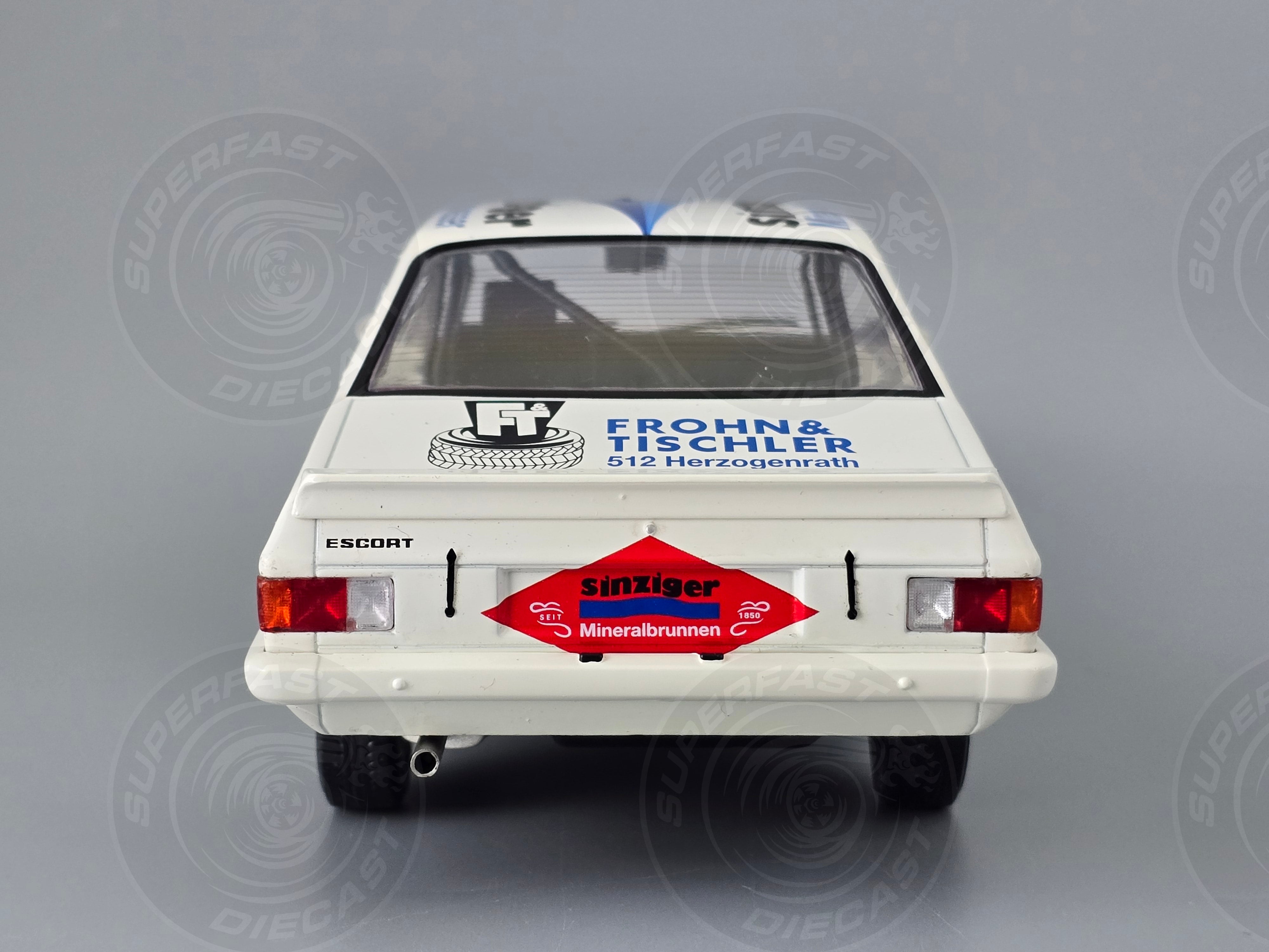 MCG 1:18 Scale Diecast Ford Escort MK II RS 2000, 24h Nürburgring, 1982, Sinzigar Mineralbrunnen, #59 - MCG18438R