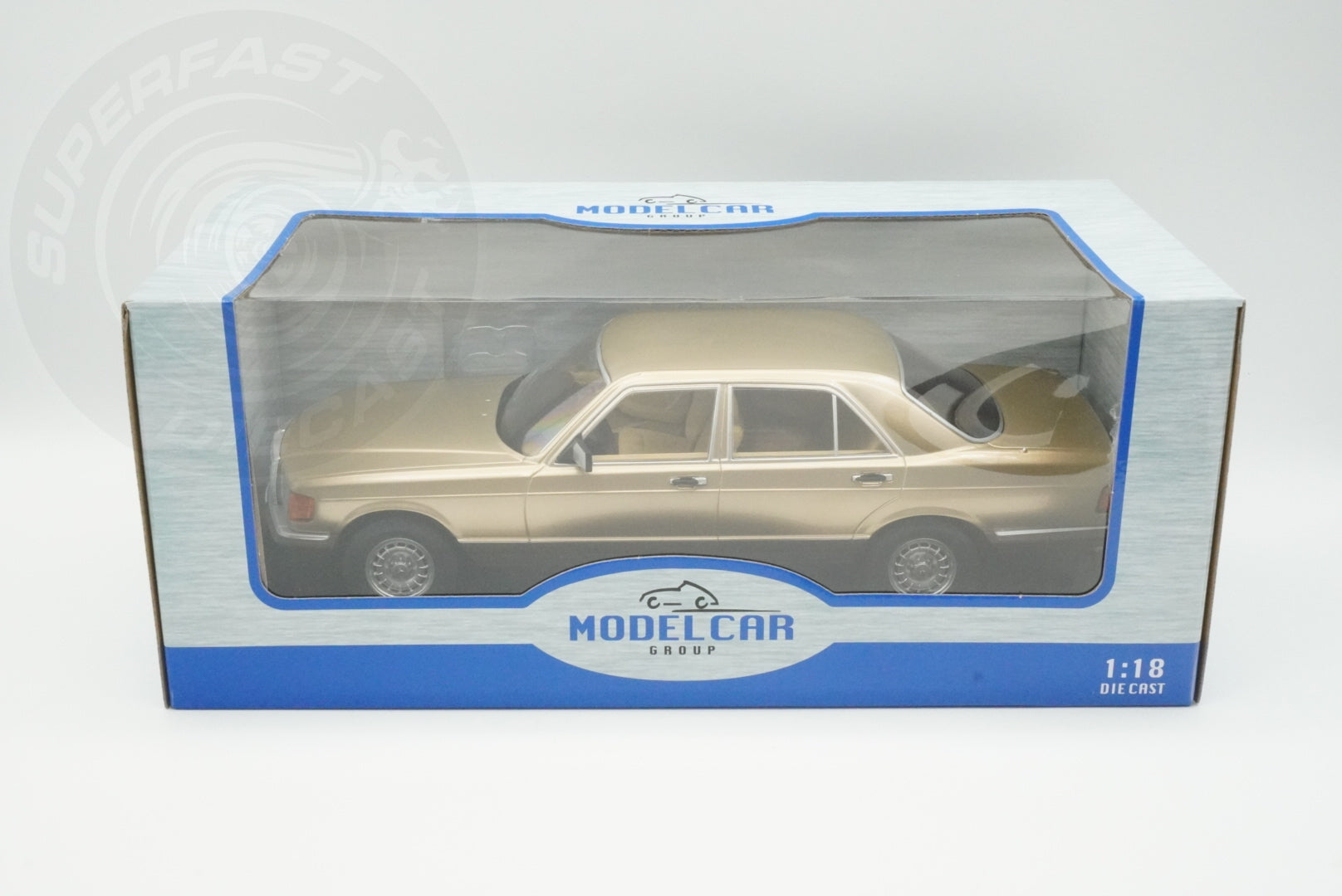MCG 1:18 Scale Diecast Model Car - 1972 Mercedes S-Class 500 SE (W126), Beige - MCG18550