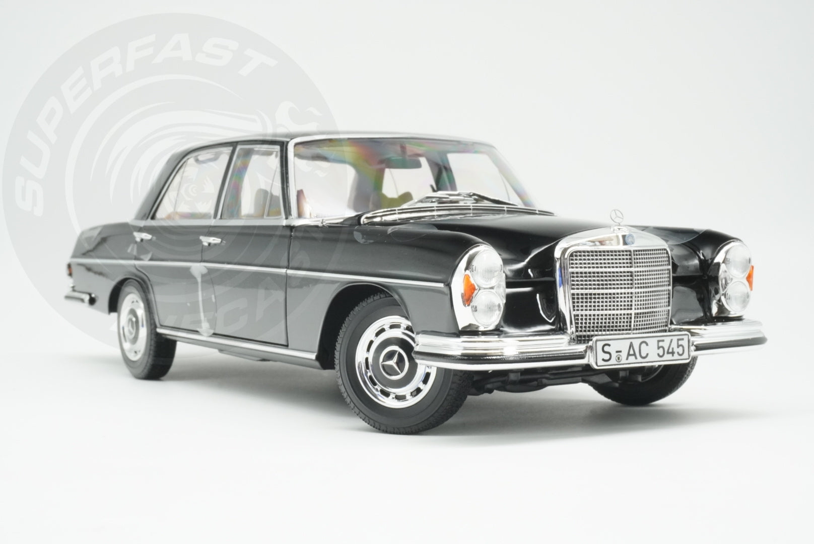 Norev 1:18 Scale Diecast Car - 1968 Mercedes Benz 280 SE, Type W108, Black - 183360