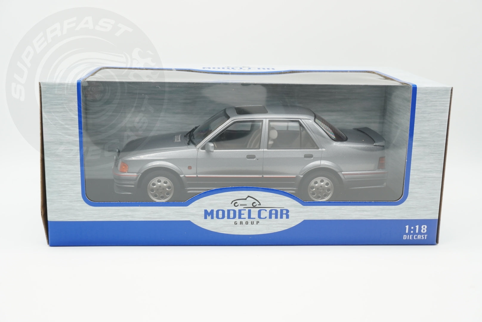 MCG 1:18 Scale Diecast - Ford Orion Mk II LHD with RS Bodykit, Grey - MCG18489