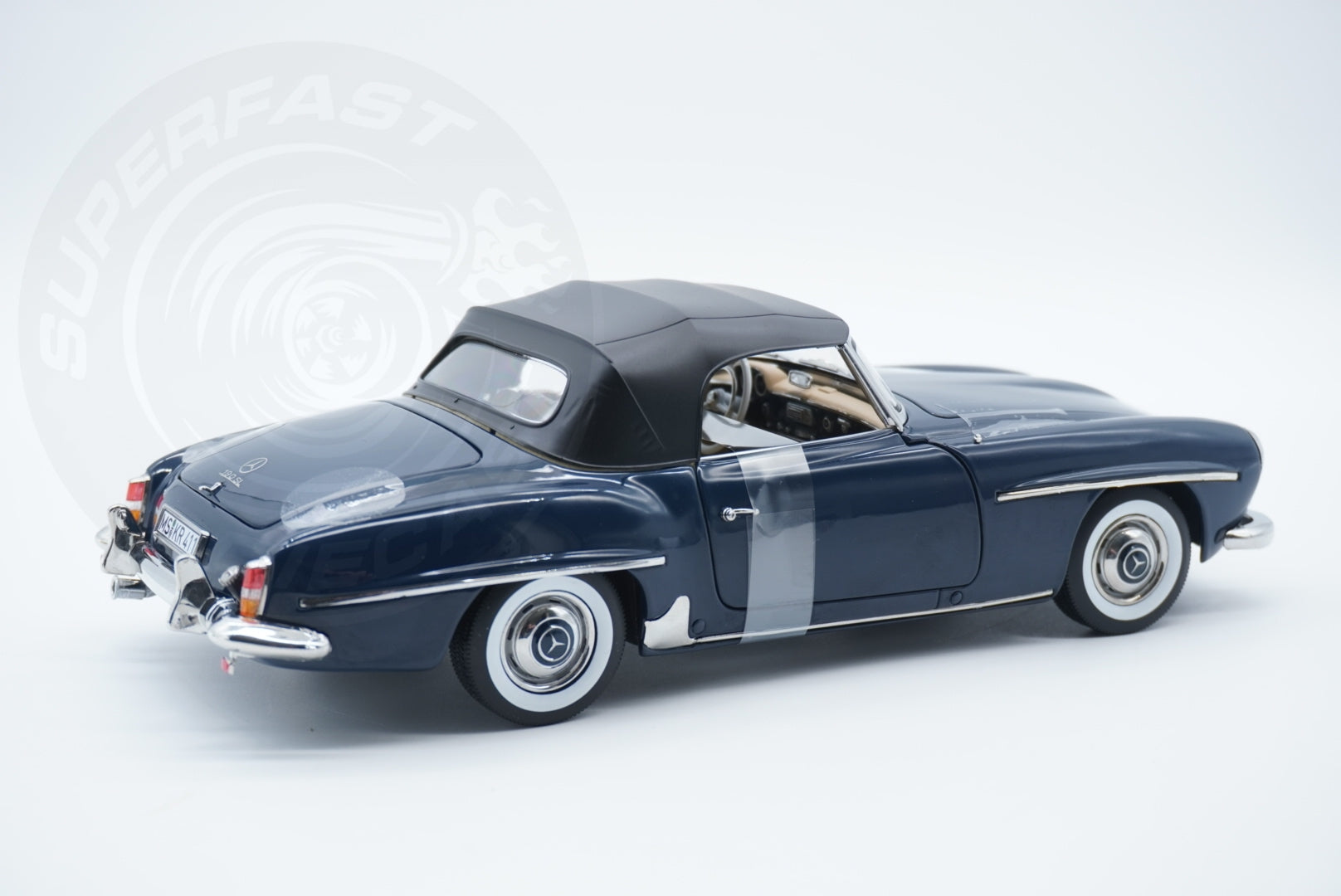 Norev 1:18 Scale Diecast Car - 1954 Mercedes Benz 190 SL, Middle Blue - 183403
