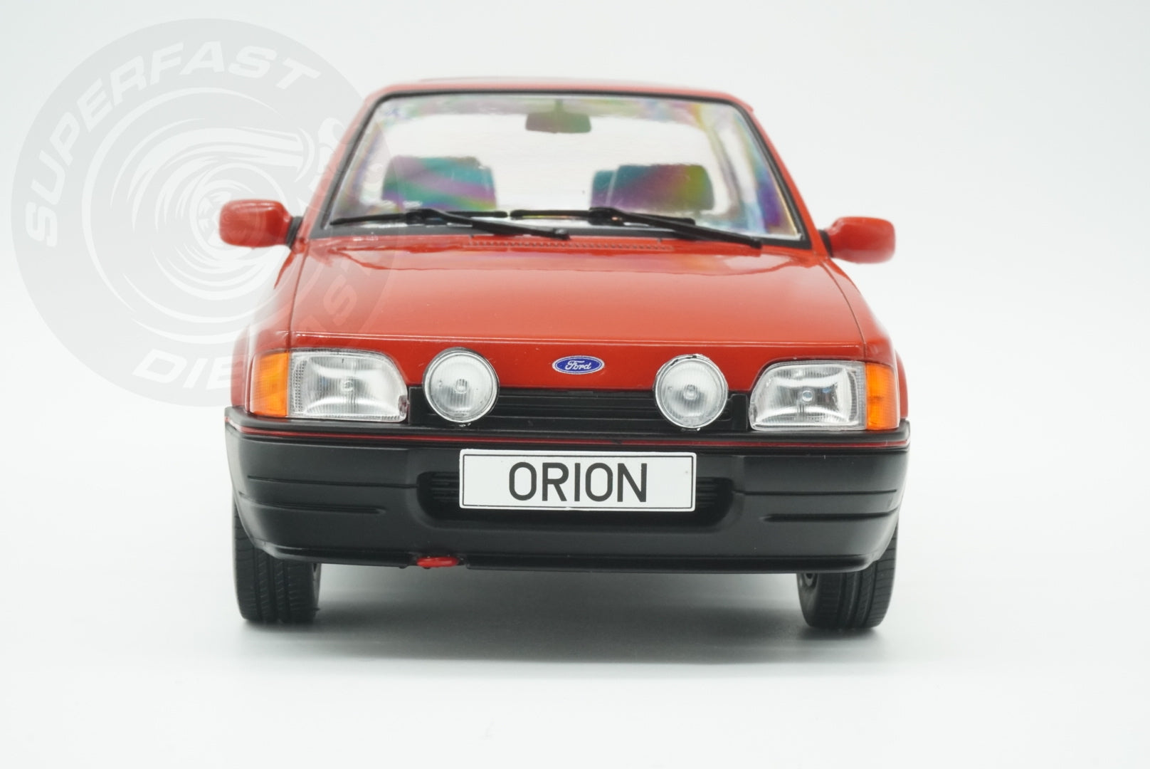 MCG 1:18 Scale Diecast - Ford Orion Mk II 1600E LHD with Multispoke Alloys, Red - MCG18488