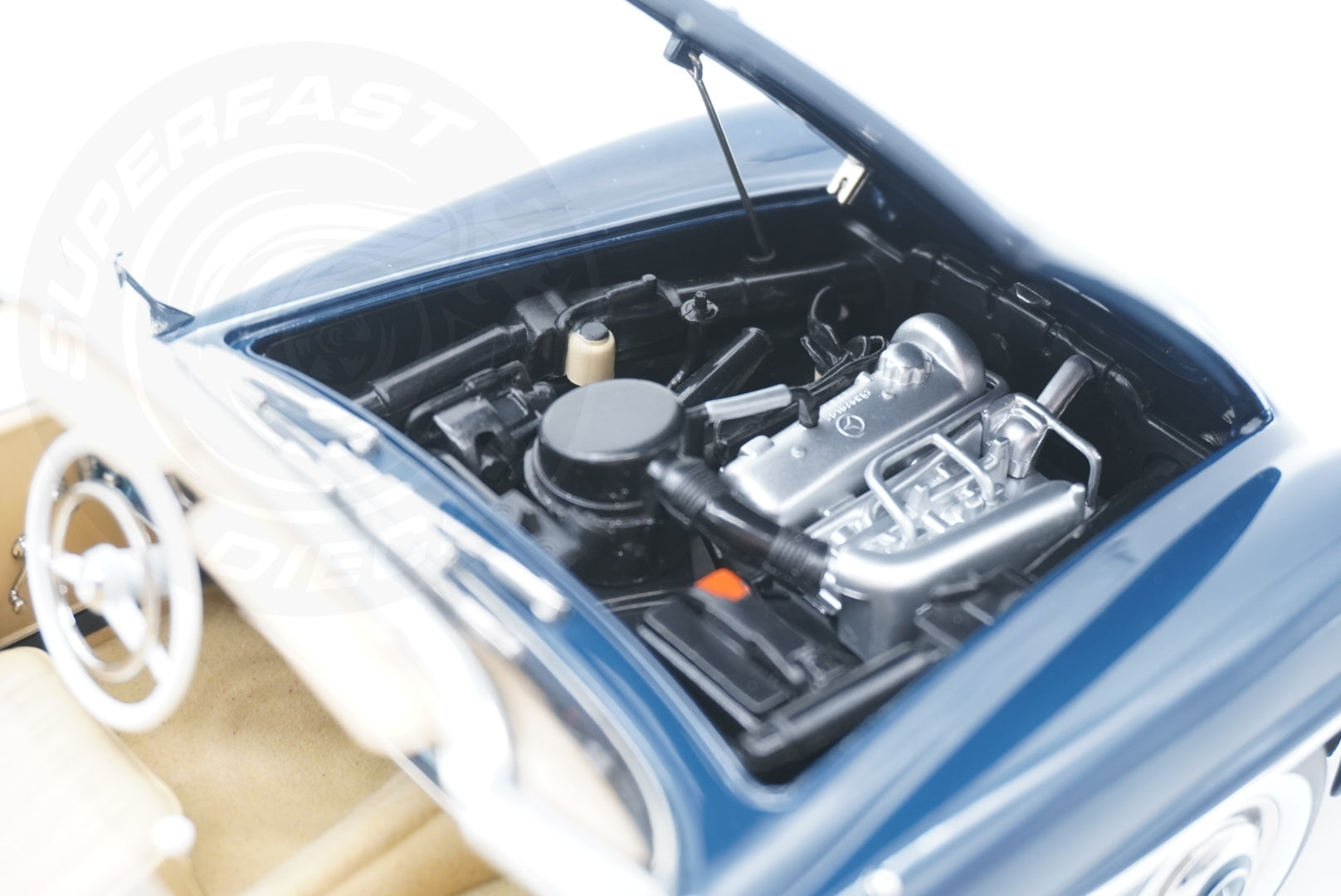 Norev 1:18 Scale Diecast Car - 1954 Mercedes Benz 190 SL, Middle Blue - 183403