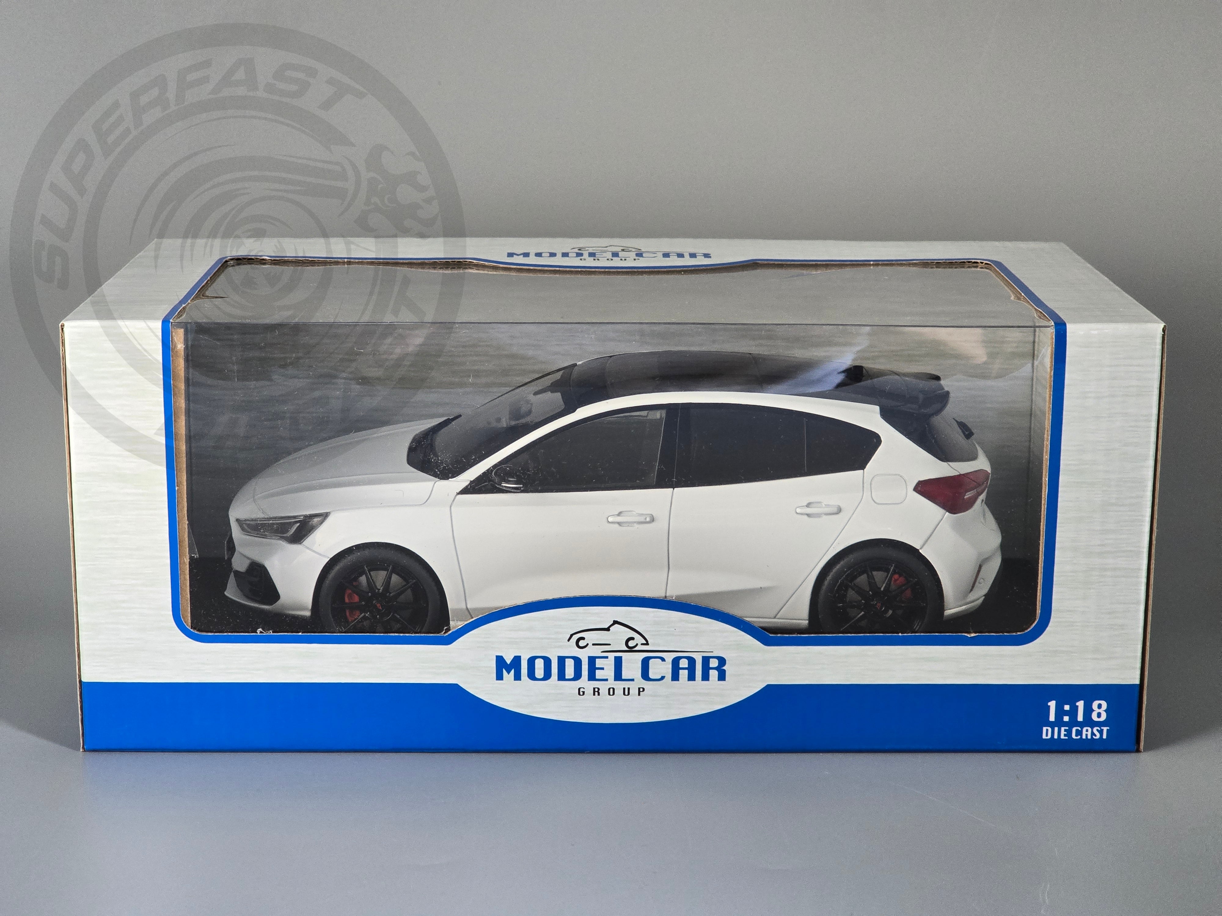 MCG 1:18 Scale Diecast Model Car - 2022 Ford Focus ST Track Pack, White