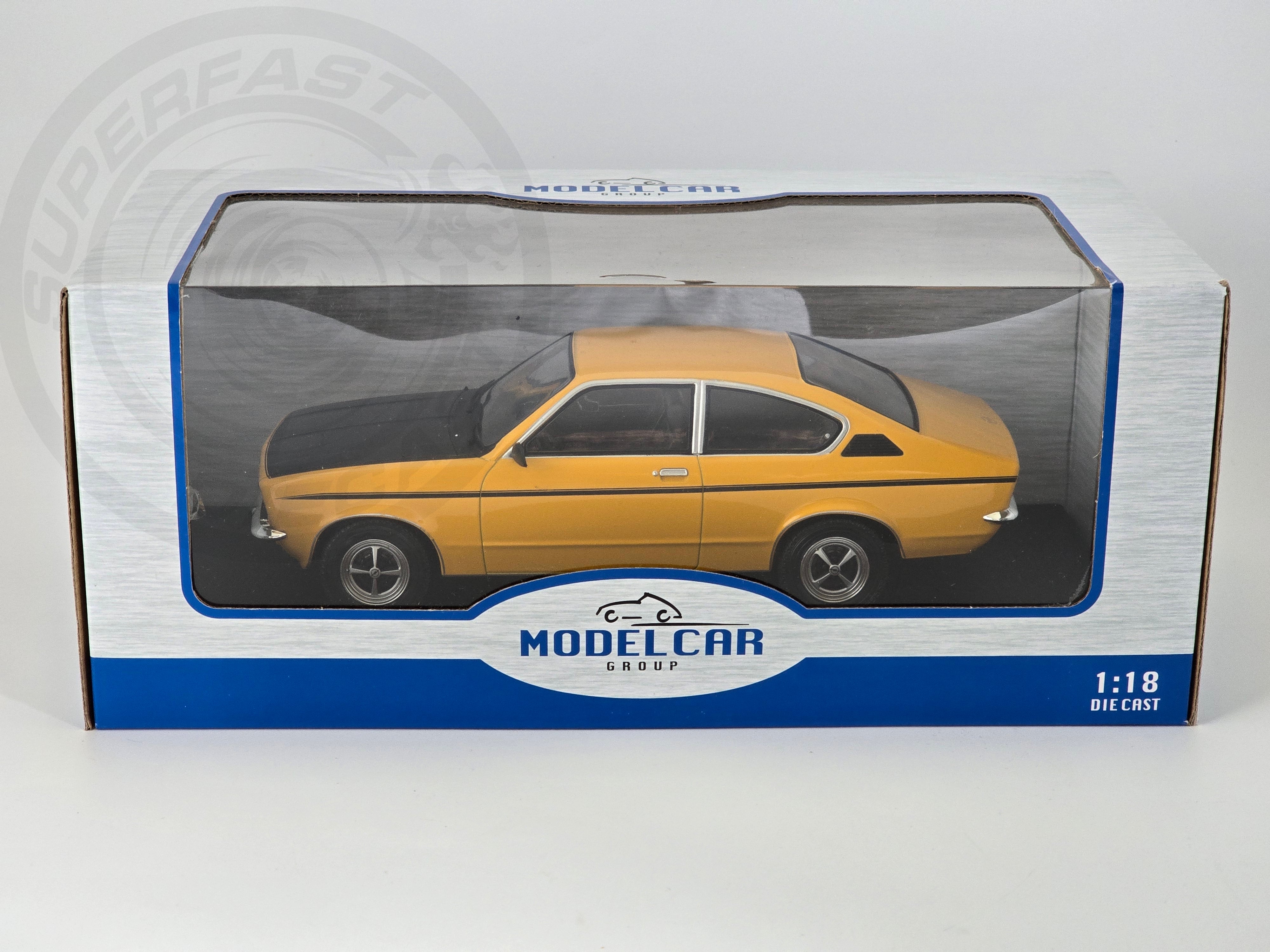 MCG 1:18 Scale Diecast Model Car - 1977 Opel Kadett C Coupe 1.2SR, Yellow