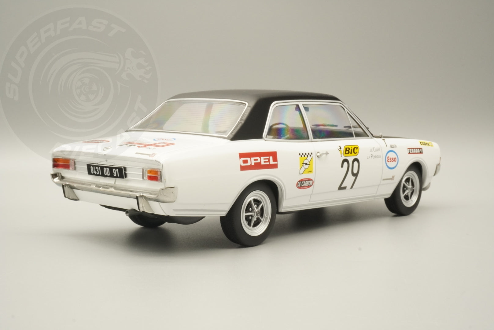 MCG 1:18 Scale Diecast - Opel Commodore Tour de France Automobile, 1971, #29, J.L.Clarr/J.P.Peyroux, White/Black - MCG18562