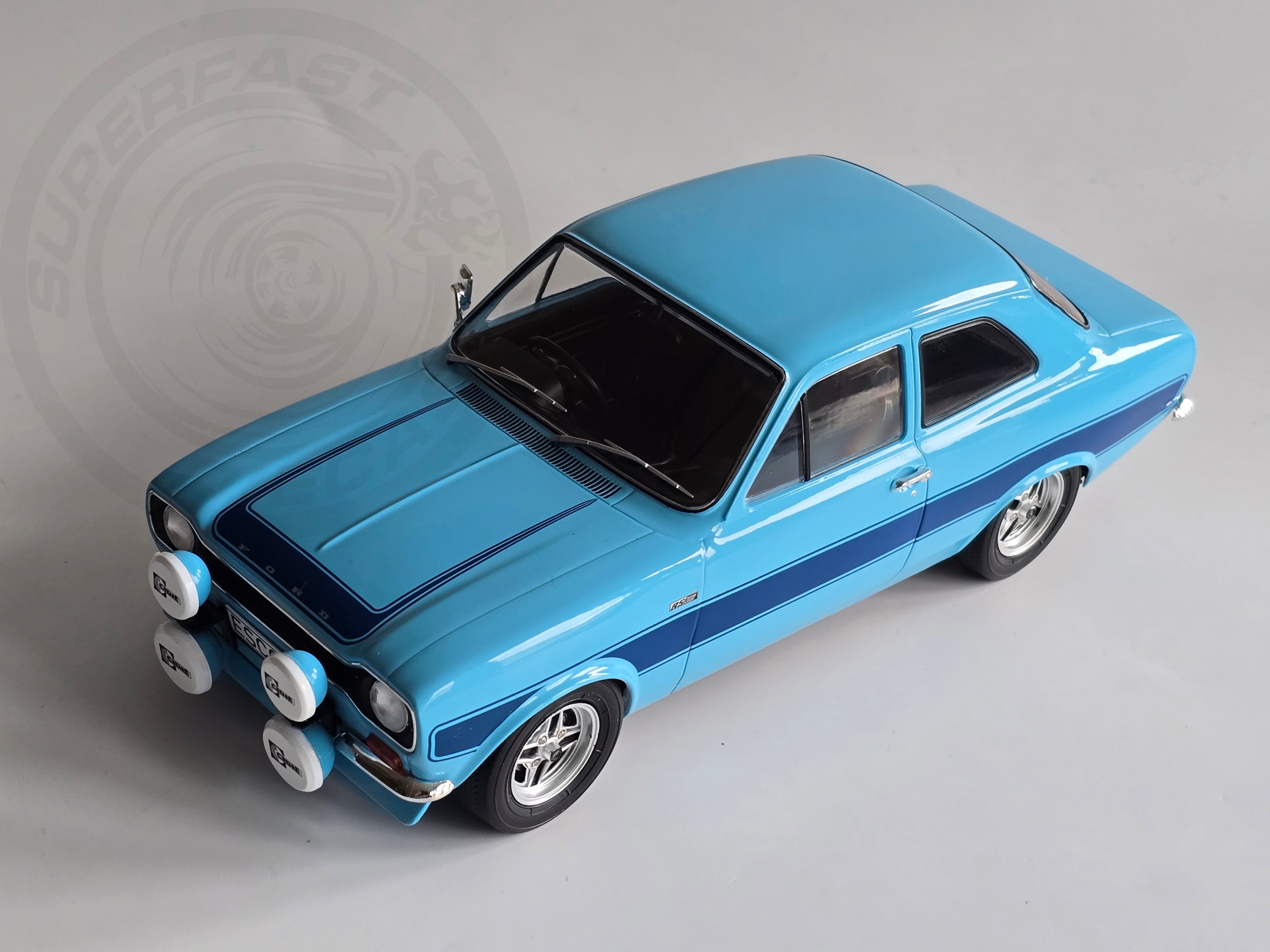 MCG 1:18 Scale Diecast Model Car -  1973 Ford Escort Mk1 RS2000 in Blue, RHD - MCG18386