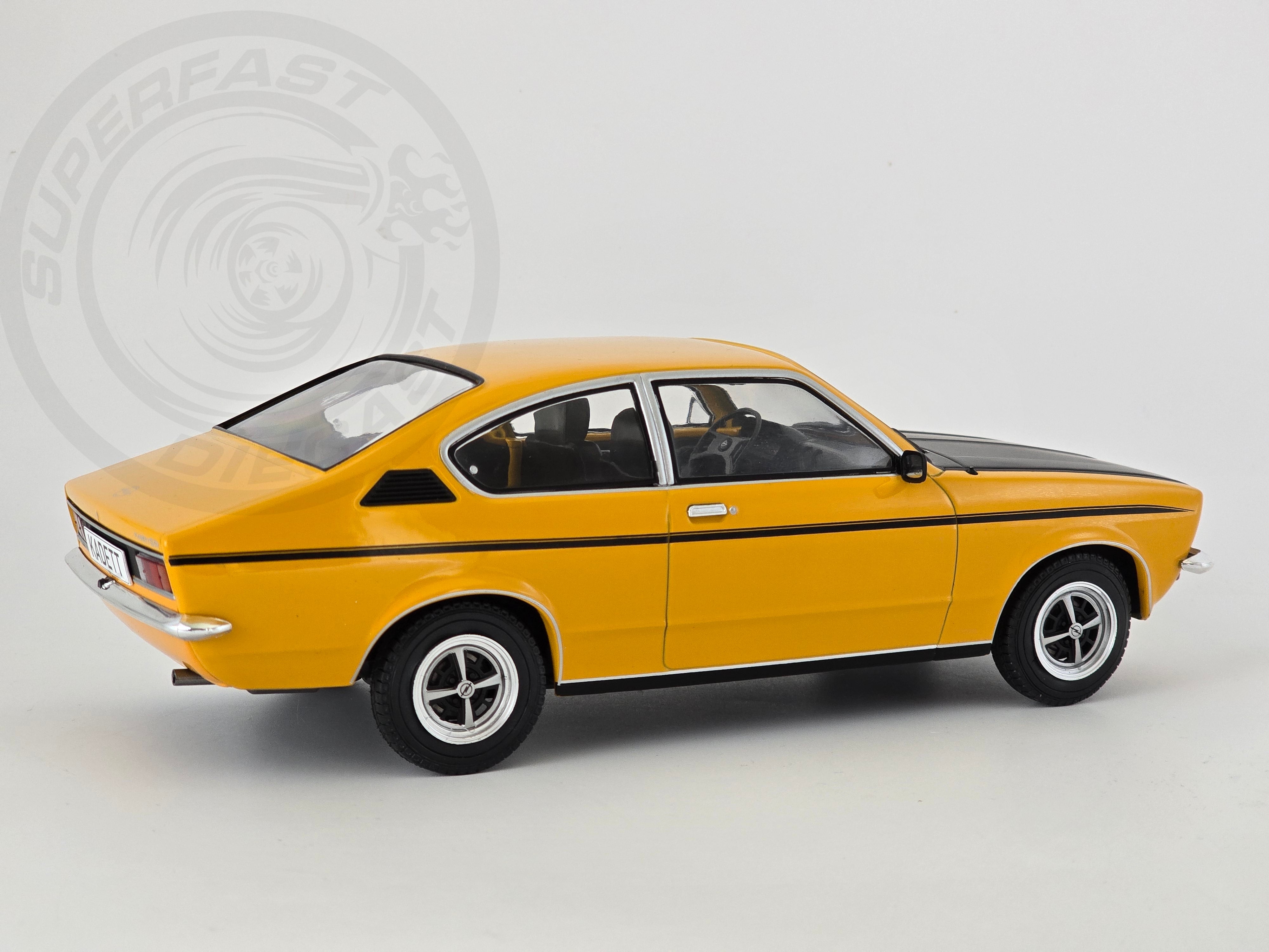 MCG 1:18 Scale Diecast Model Car - 1977 Opel Kadett C Coupe 1.2SR, Yellow