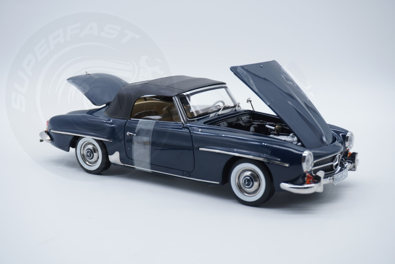 Norev 1:18 Scale Diecast Car - 1954 Mercedes Benz 190 SL, Middle Blue - 183403