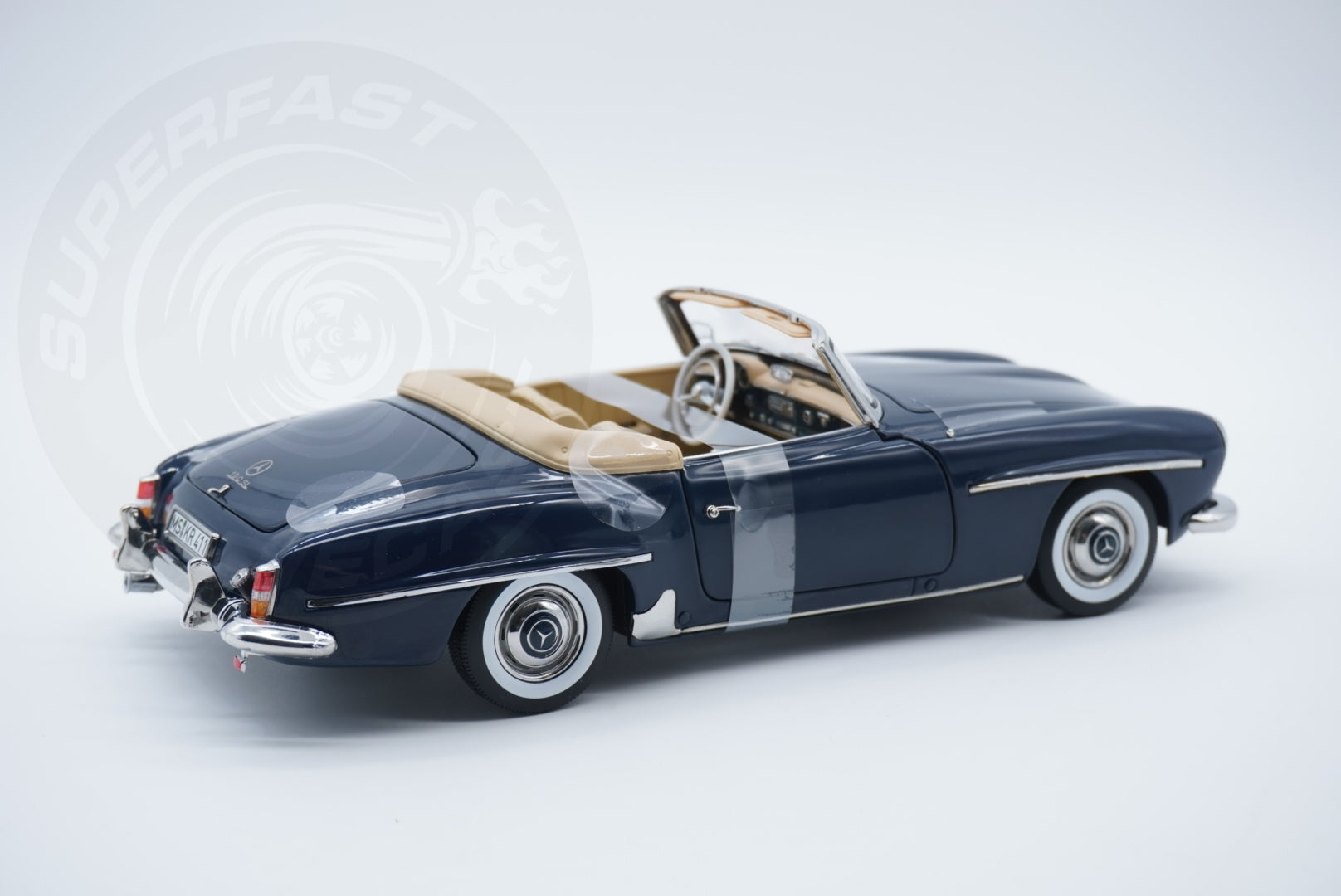 Norev 1:18 Scale Diecast Car - 1954 Mercedes Benz 190 SL, Middle Blue - 183403