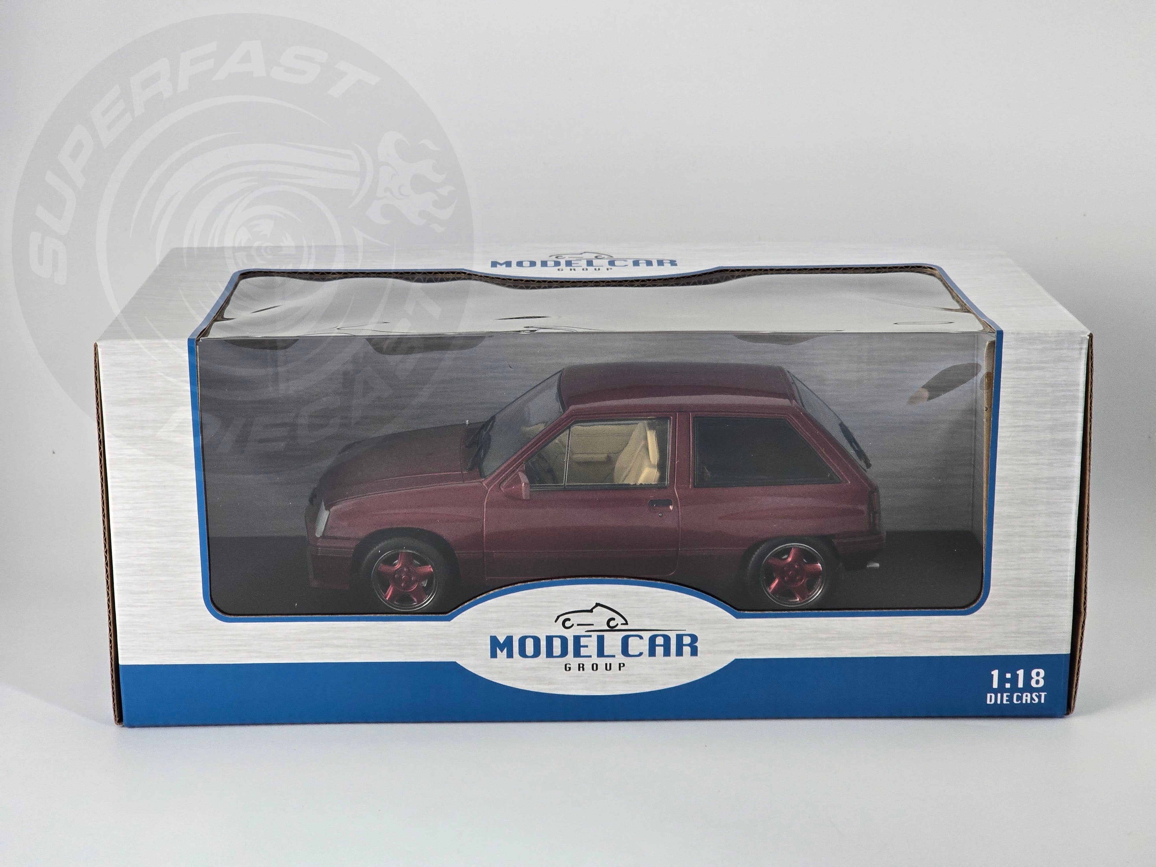 MCG 1:18 Scale Diecast - 1983 Opel Corsa A Custom (Vauxhall Nova) , Dark Red - MCG18433