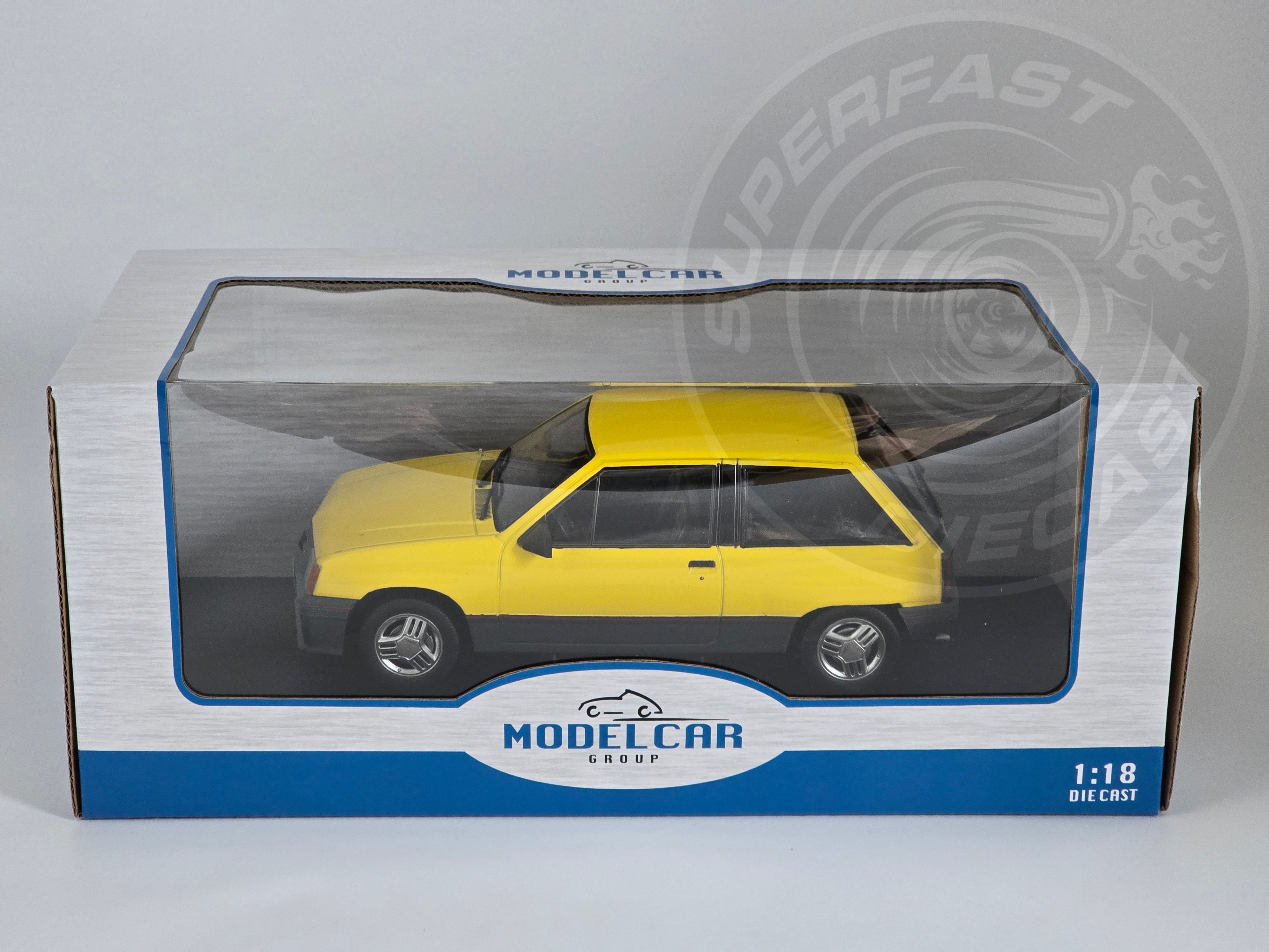 MCG 1:18 Scale Diecast - 1983 Opel Corsa A SR (Vauxhall Nova), Yellow - MCG18431