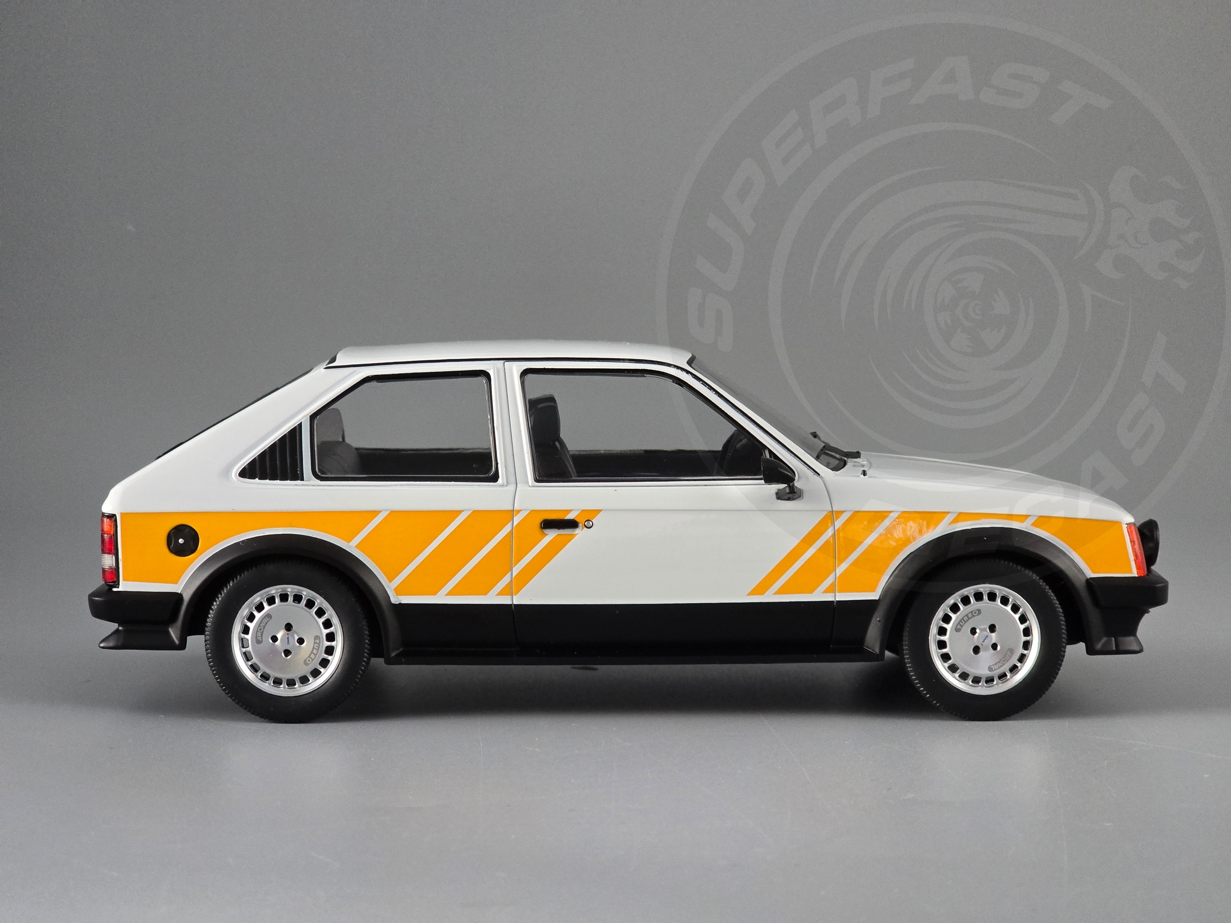 MCG 1:18 Scale Diecast Model Car - Opel Kadett D SR (Vauxhall Astra mk1) White/Yellow - MCG18534