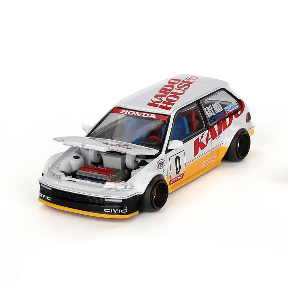 Mini GT 1:64 Kaido House 1987 HONDA CIVIC (EF) Kanjo V1, White/Yellow - KHMG139